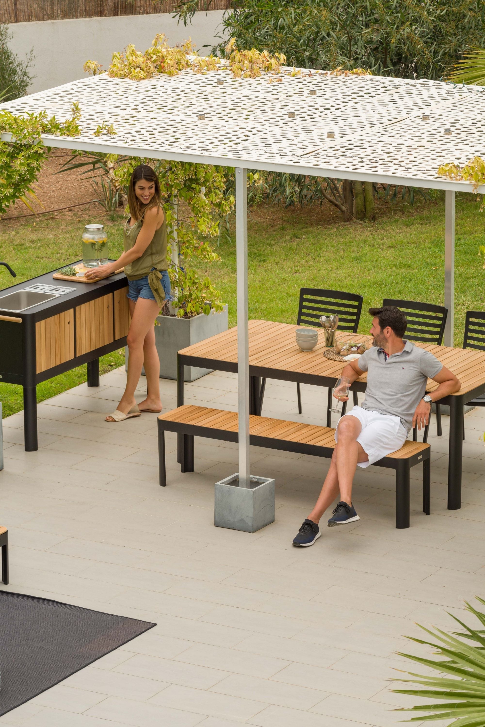 Portals Teak and Aluminum Picnic Bench by LifestyleGarden US - product image 4 for Resin Society