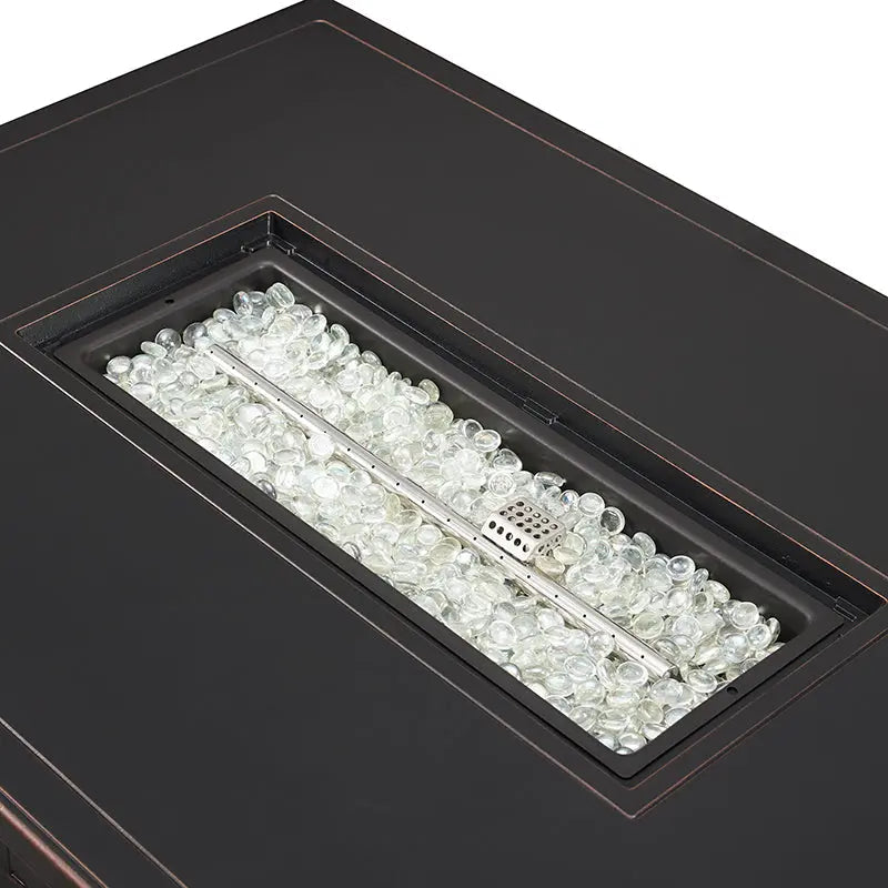 Preston 44" Rectangular Basketweave Aluminum Convertible Gas Fire Pit by Fire Sense/Balkene Home - product image 6 for Resin Society