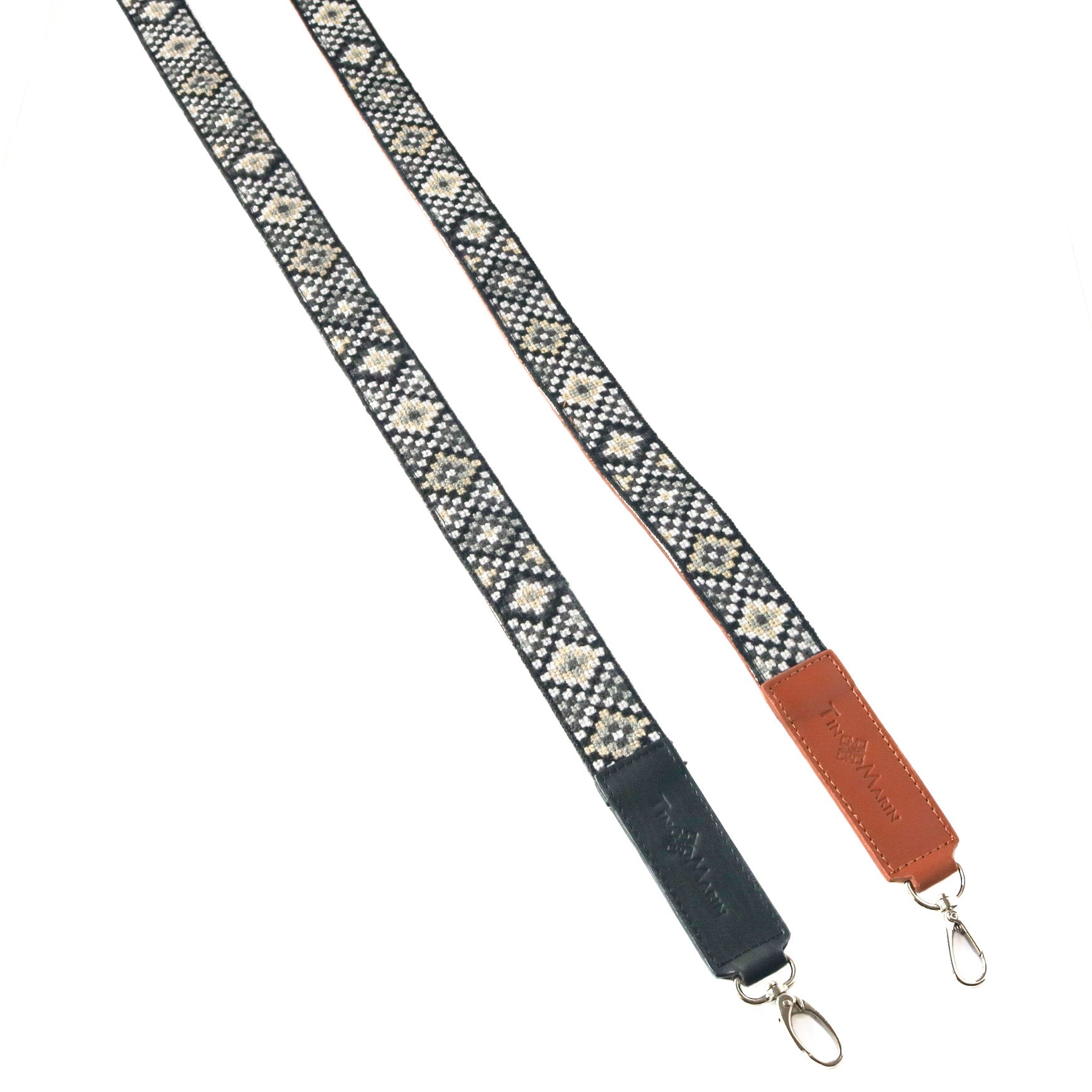 Mai Woven Bag Strap - Black & White with Leather by Tin Marin Brand - product image 5 for Resin Society