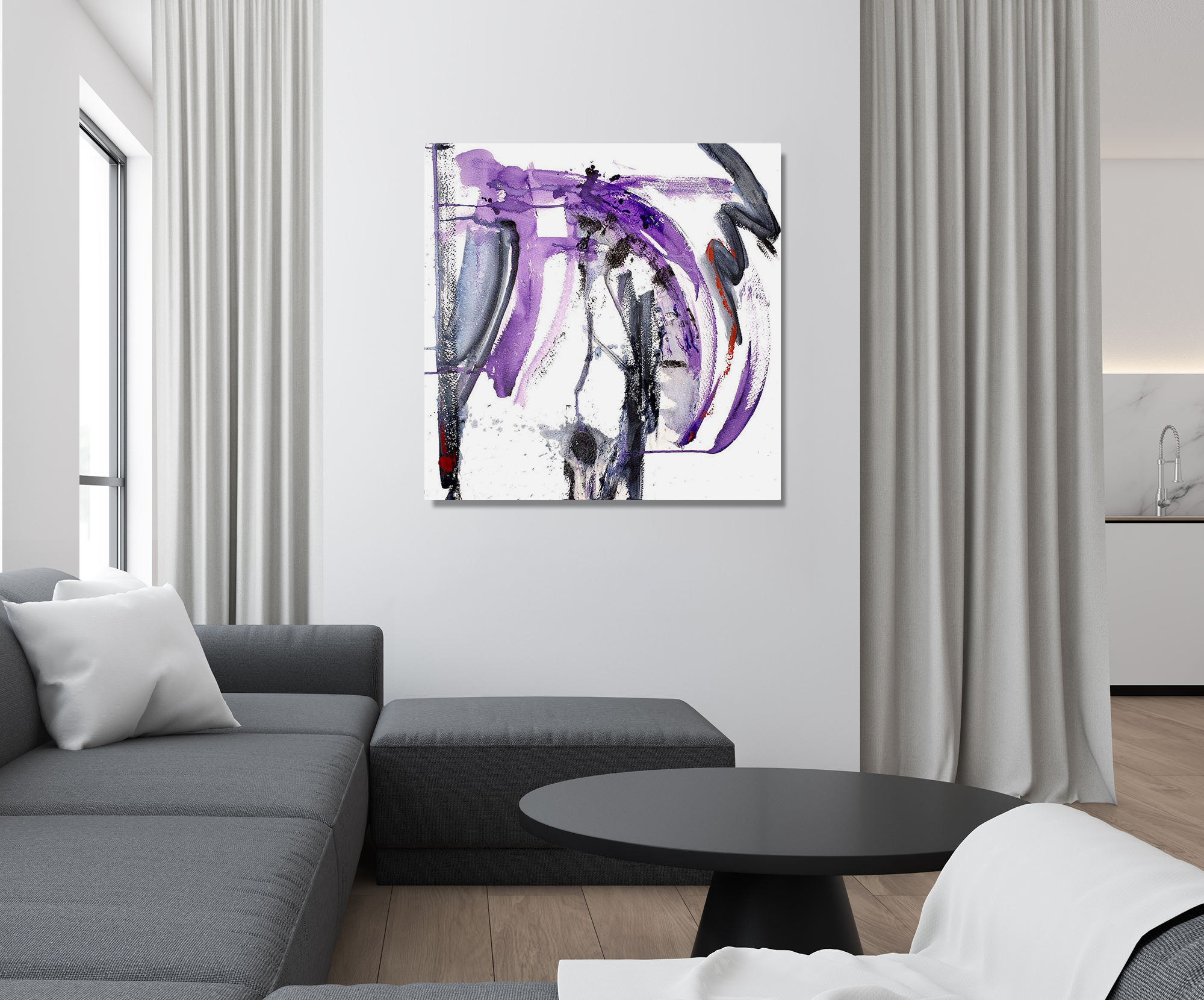 Purple and Black II Artist Enhanced Canvas Print