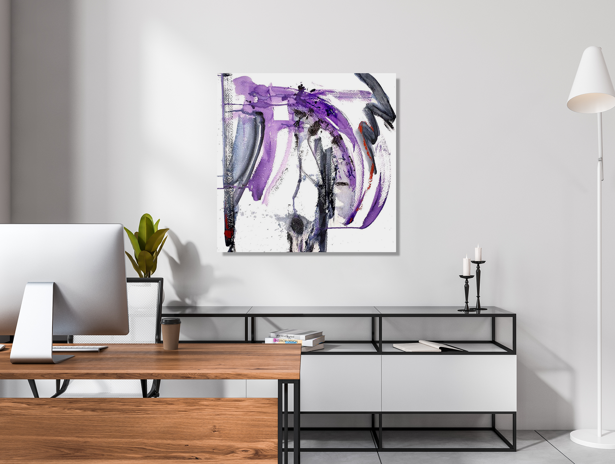 Purple and Black II Artist Enhanced Canvas Print