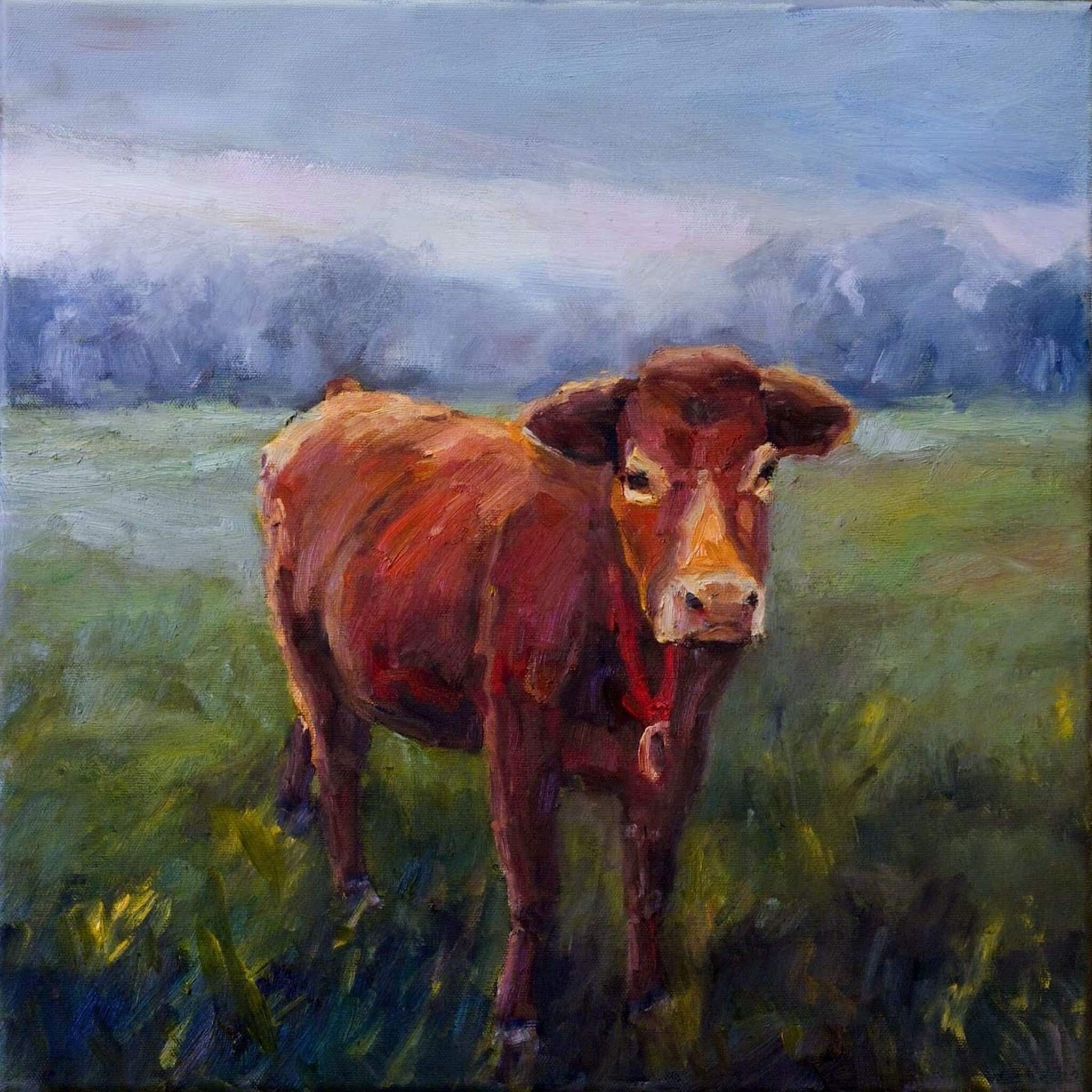 Red Cow Bell Artist Enhanced Canvas Print by John Beard Collection - main product image for Resin Society