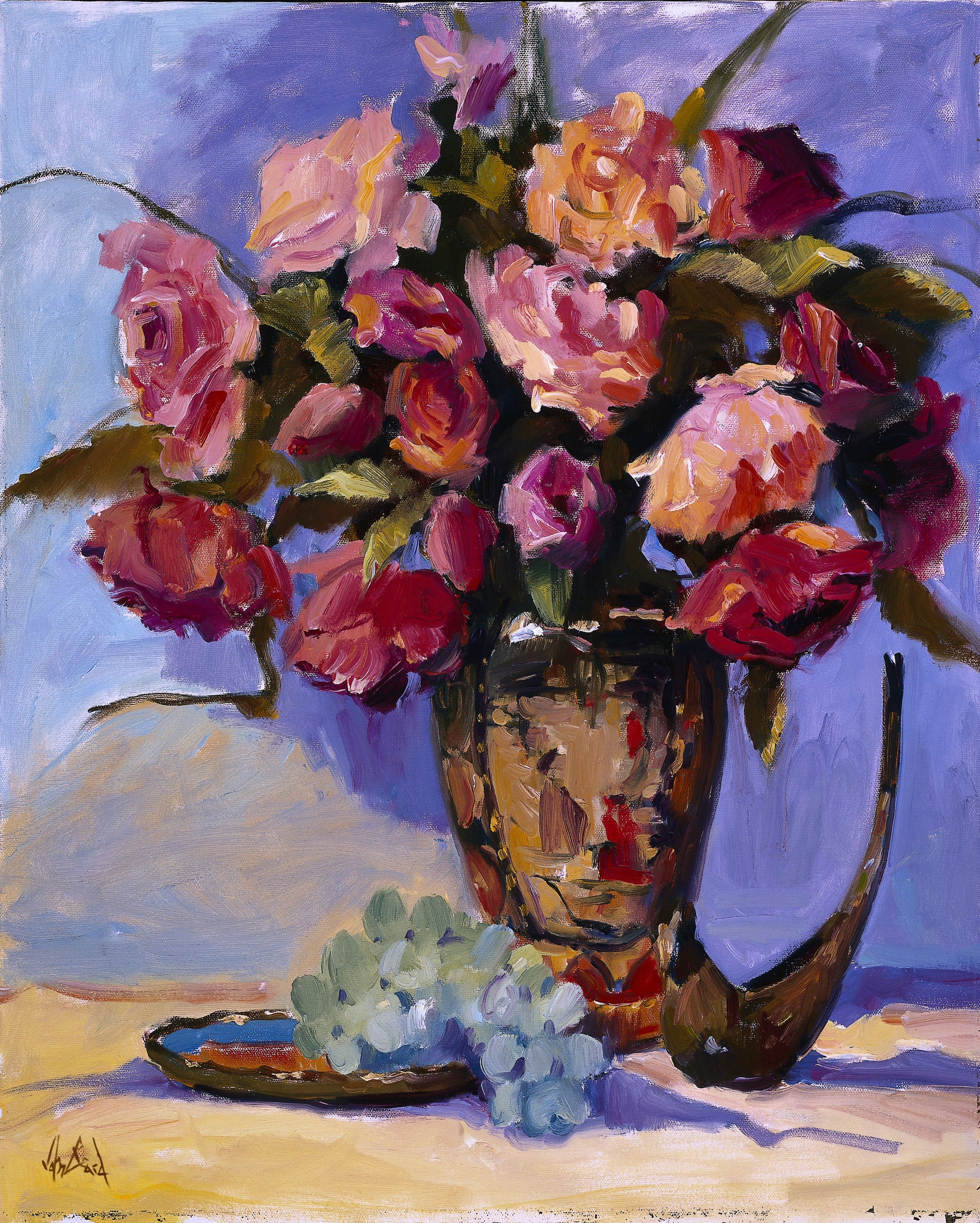 Red Roses Artist Enhanced Canvas Print by John Beard Collection - main product image for Resin Society