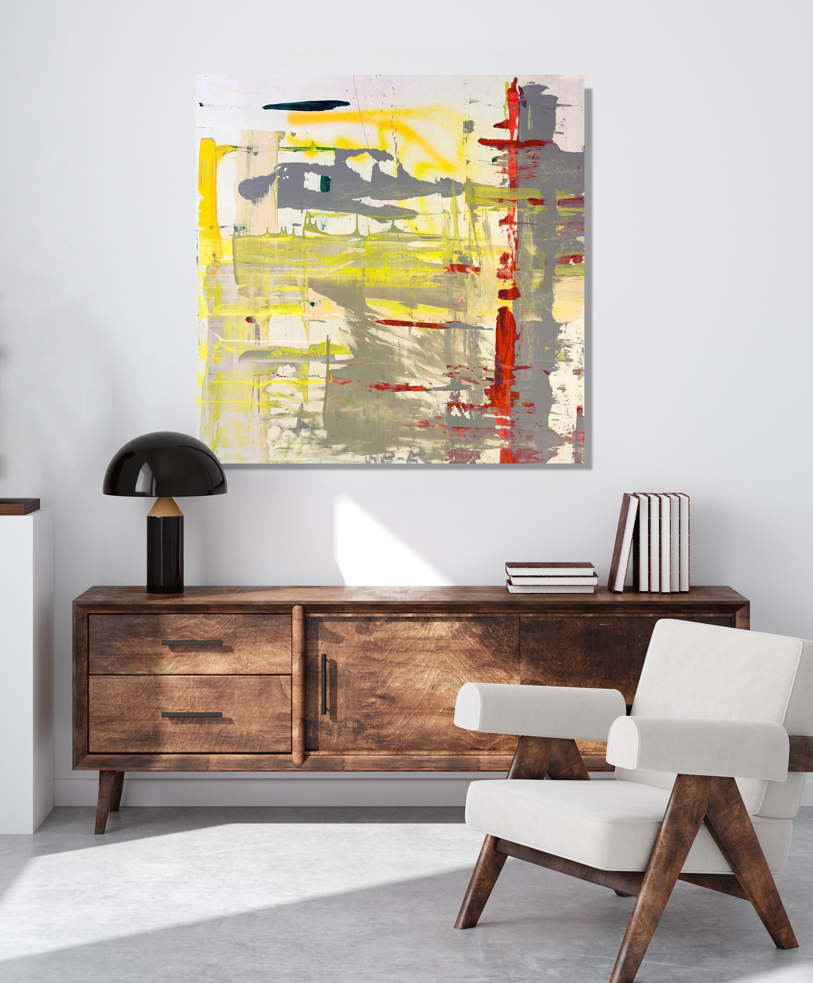 Red Yellow Gray Abstract Artist Enhanced Canvas Print by John Beard Collection - product image 3 for Resin Society