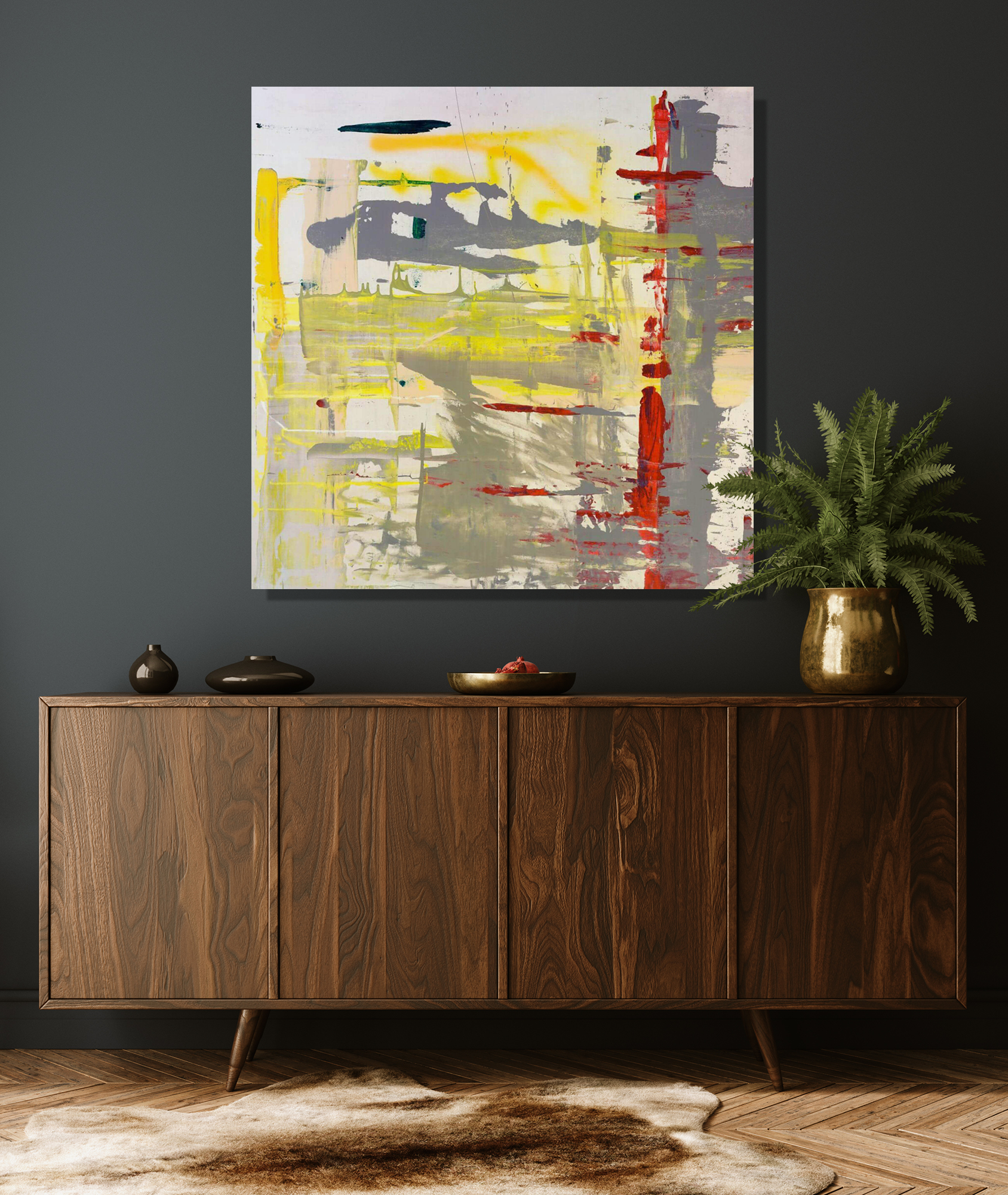 Red Yellow Gray Abstract Artist Enhanced Canvas Print by John Beard Collection - product image 2 for Resin Society