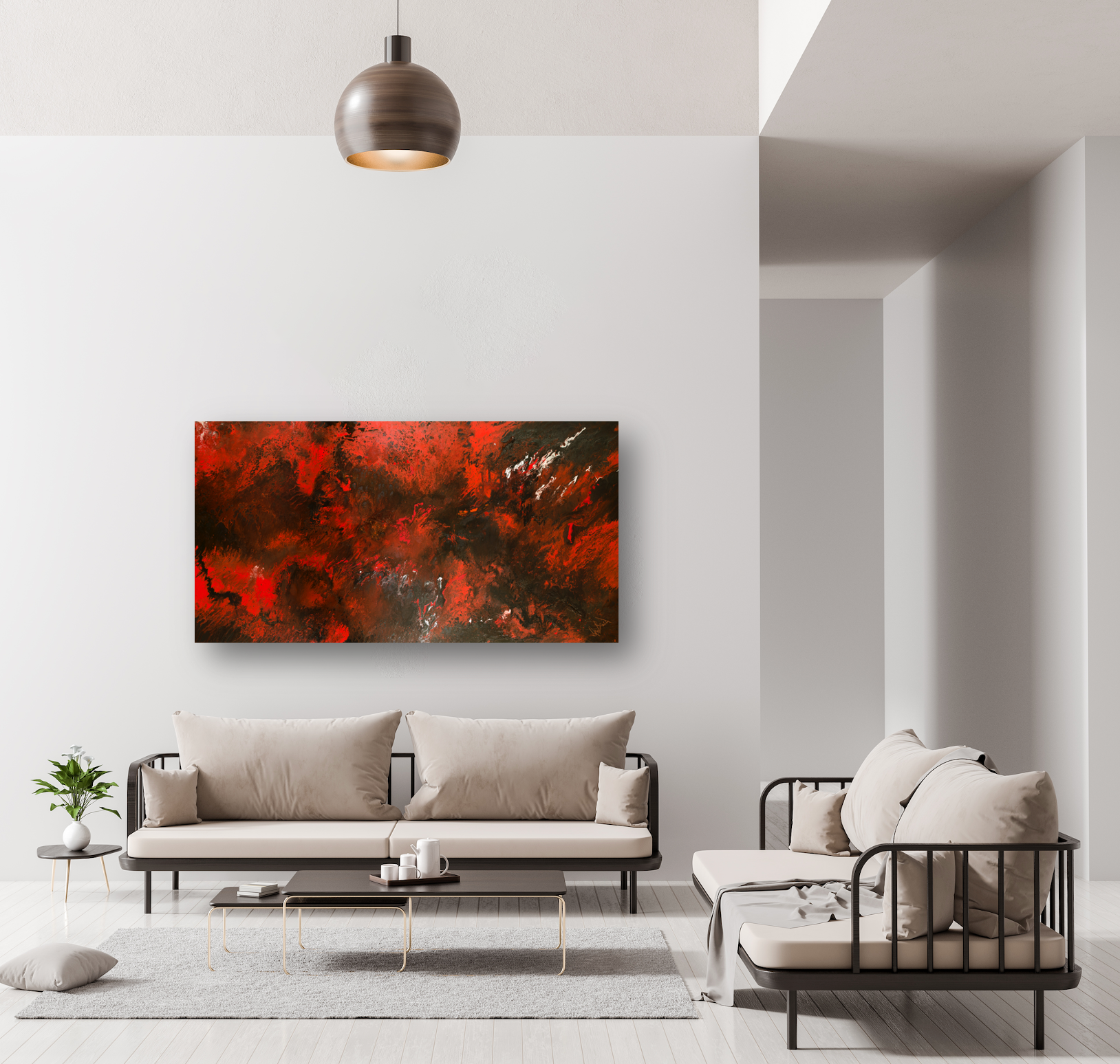 Red and Black Abstract Artist Enhanced Canvas Print by John Beard Collection - product image 3 for Resin Society