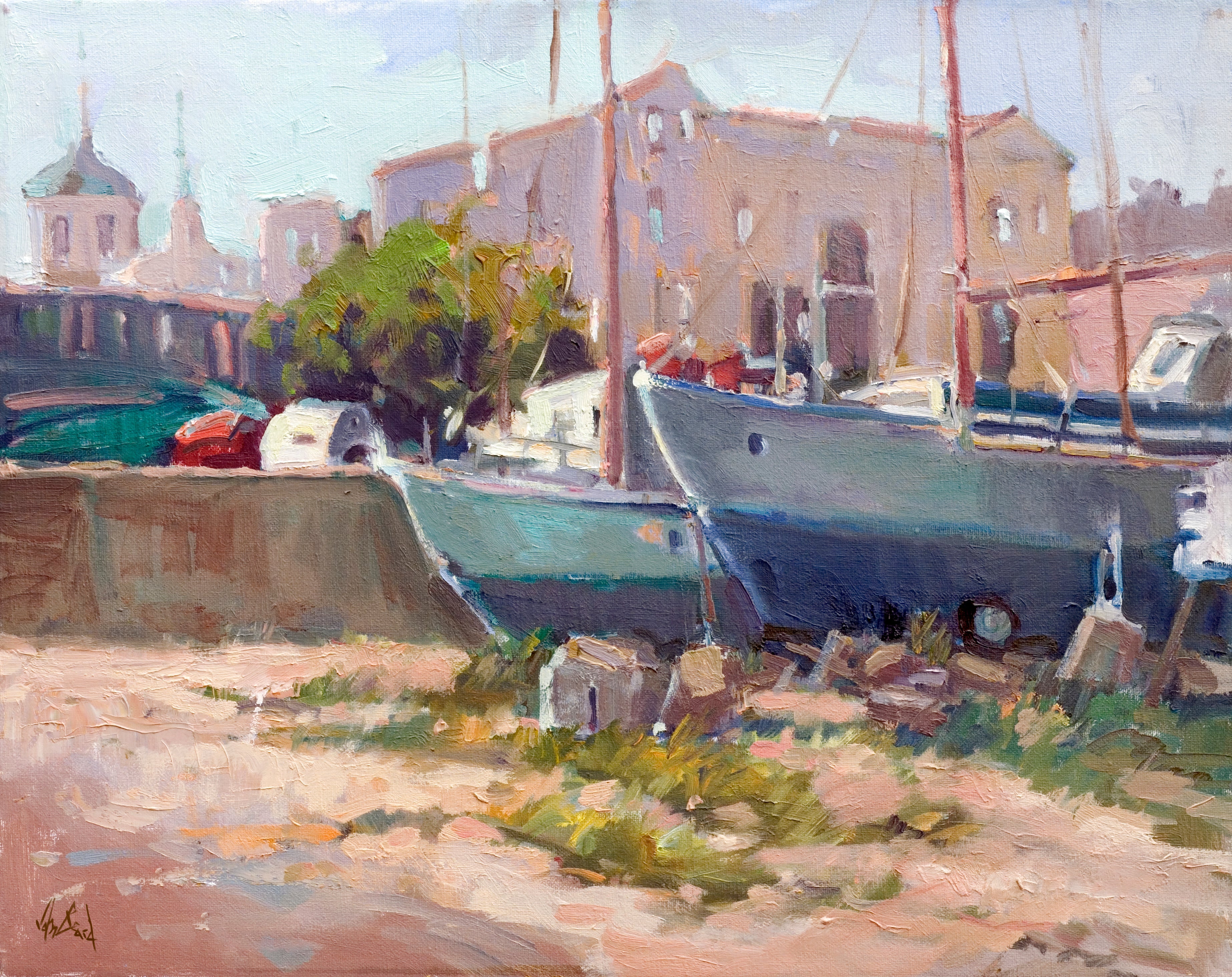 Repair Yard Artist Enhanced Canvas Print by John Beard Collection - main product image for Resin Society