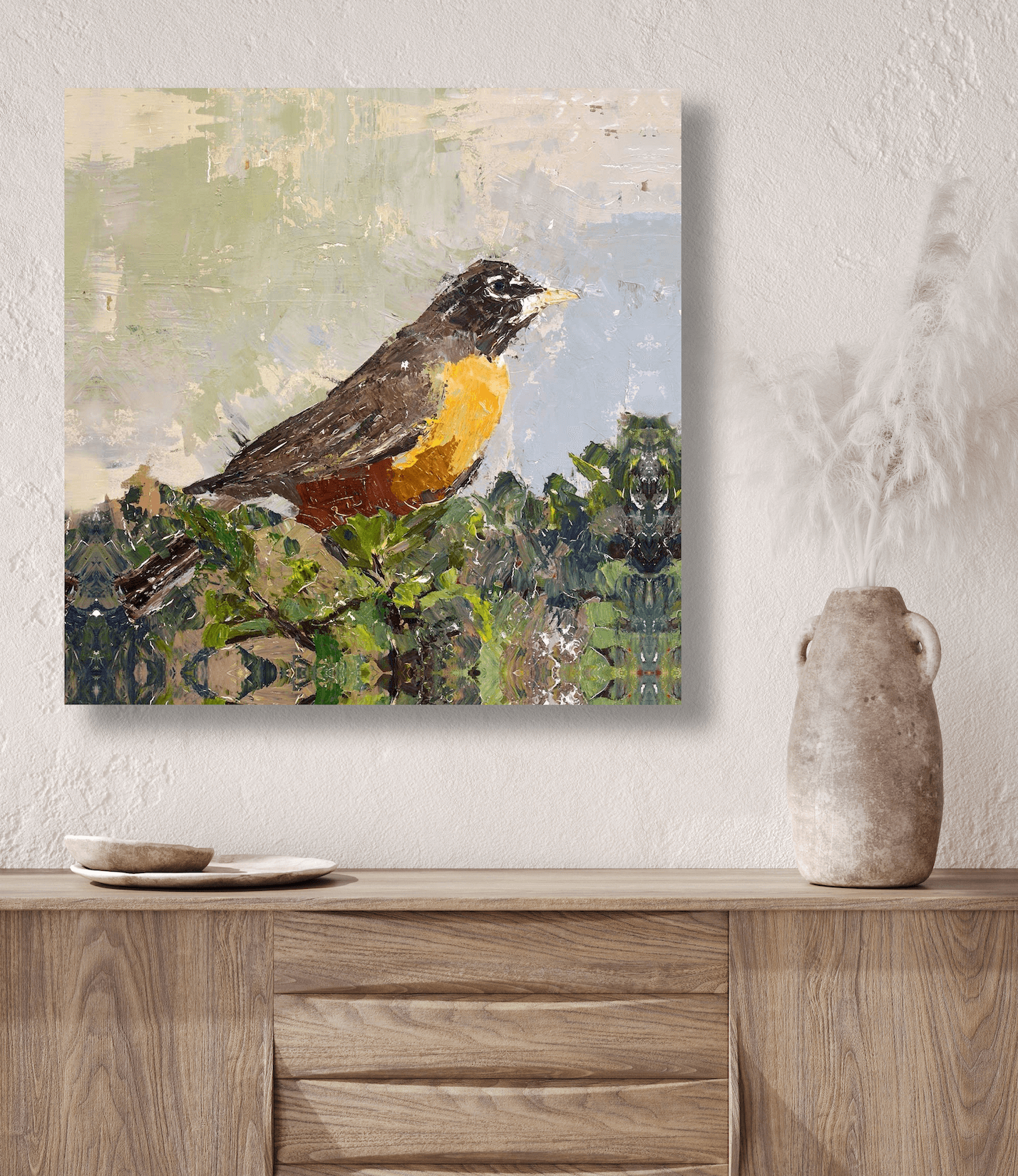 Robin Artist Enhanced Canvas Print by John Beard Collection - product image 2 for Resin Society