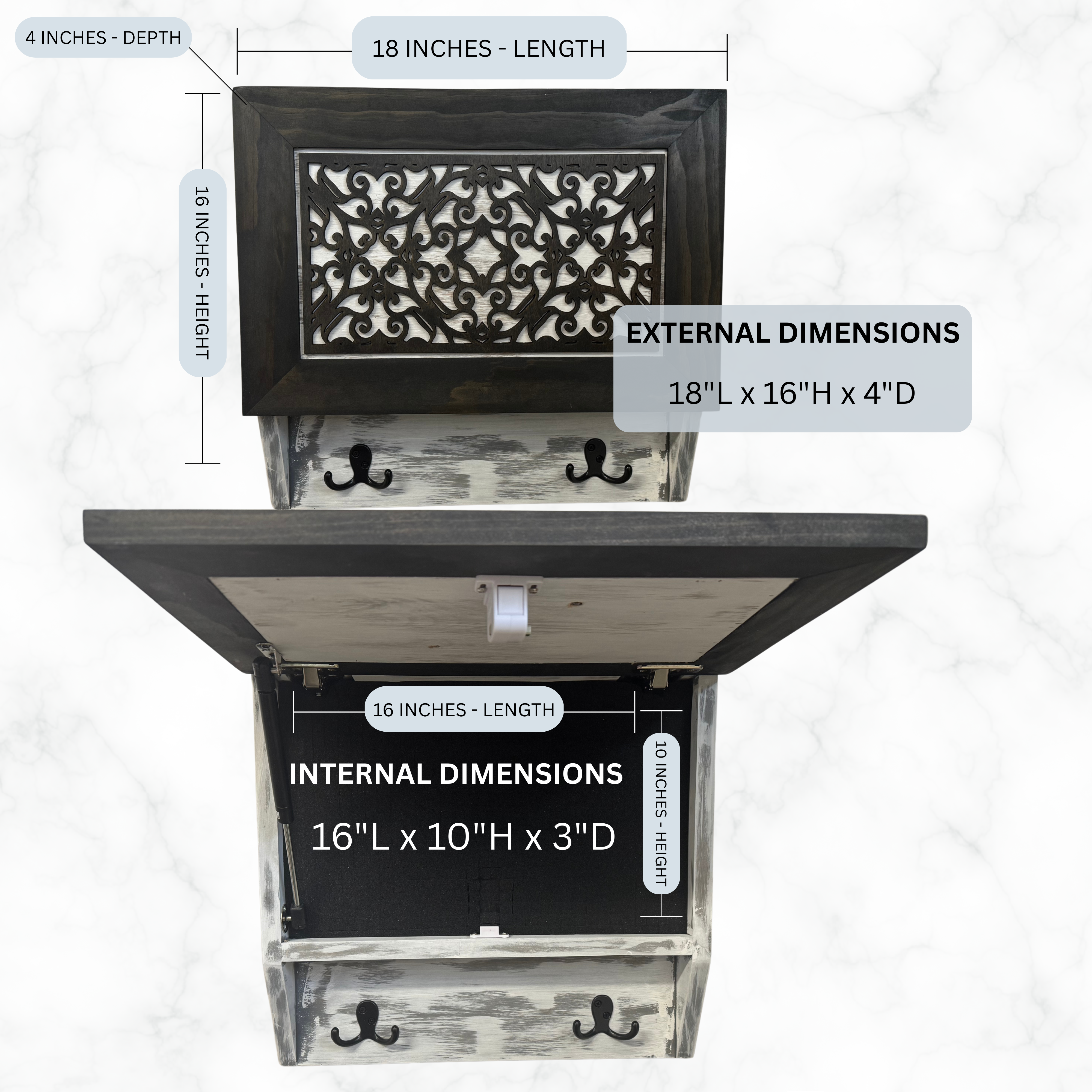 Rustic Diamond Hidden Gun Cabinet – Ornate Concealment Coat Rack by Bellewood Designs - product image 6 for Resin Society