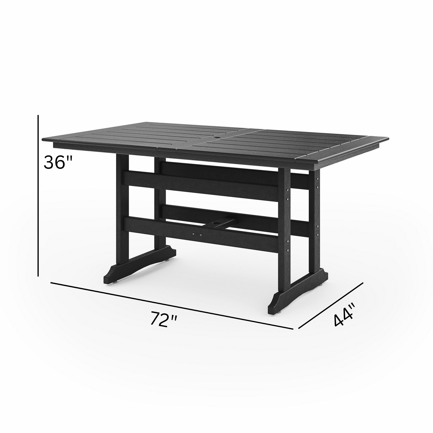 SoPoly 72 inch Savannah Farmhouse Counter Table in black outdoor setting