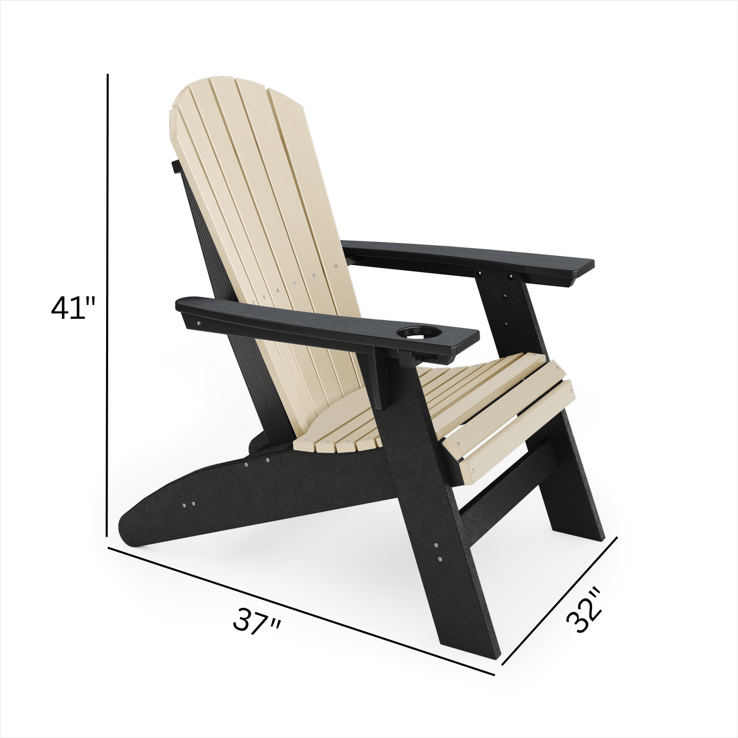 SoPoly St Simons Curved Back Adirondack Chair in multiple colors showing curved back and wide armrests