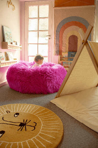 Sheepskin Long Hair Pouf by Homelosophy