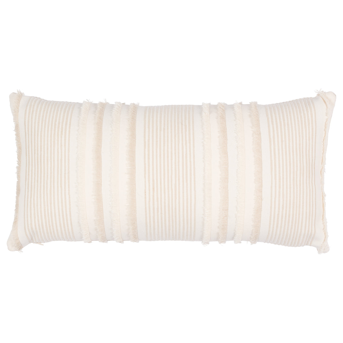 Billy Embroidered Pillow Cover in Natural color displayed on seating
