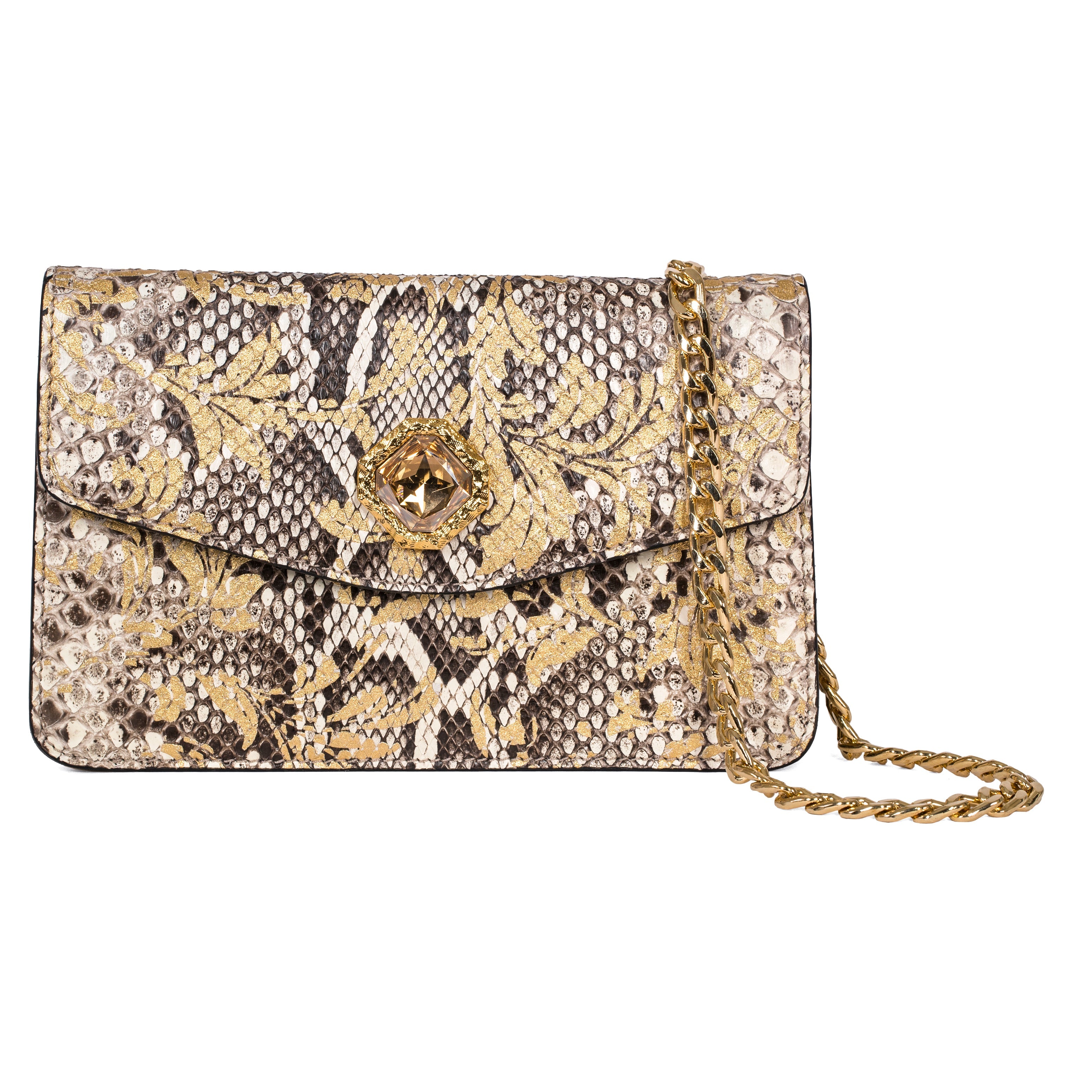 Arabesque Python Clutch With Custom Swarovski Stone by Allysa Payne Beverly Hills - product image 2 for Resin Society