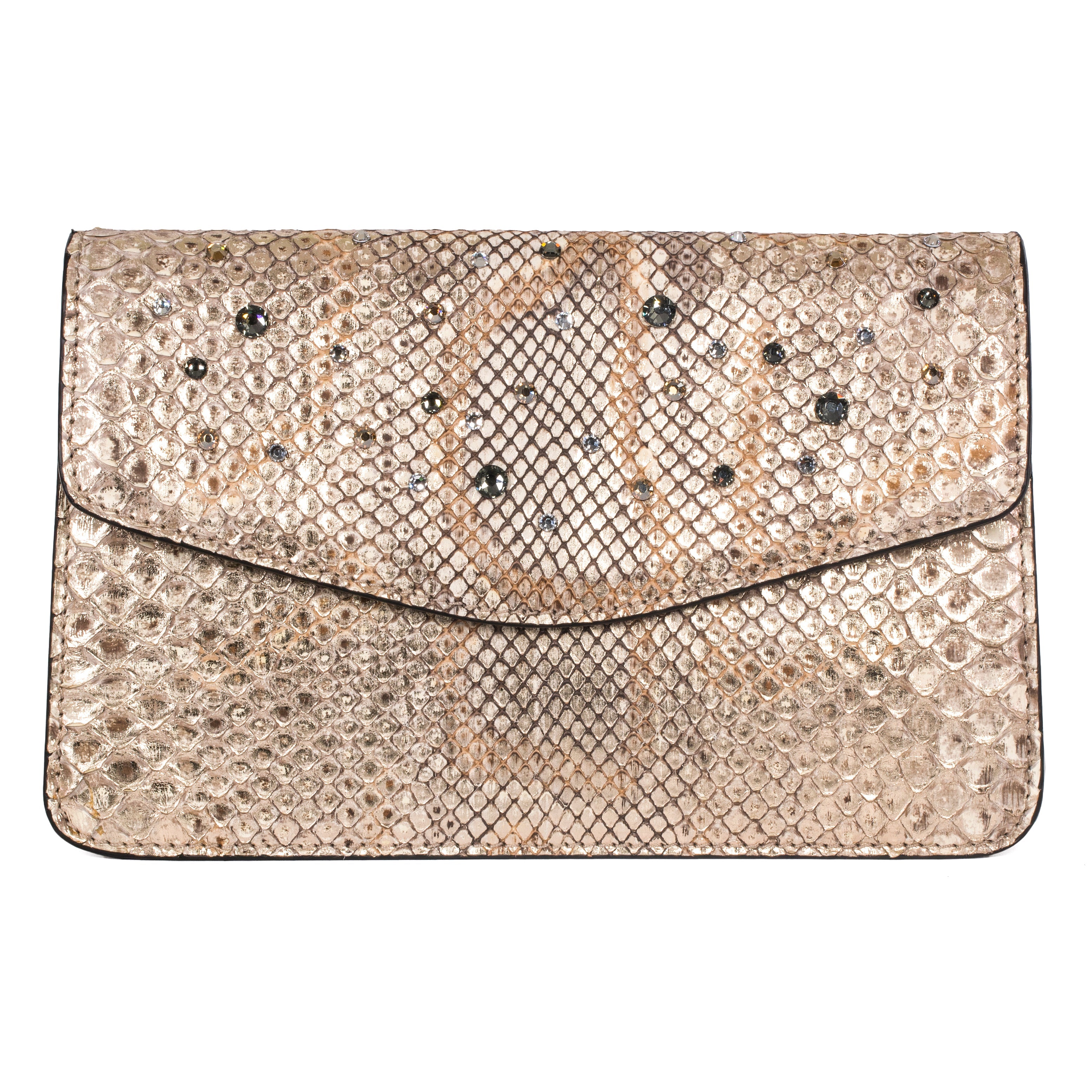 Silver and Gold Python Clutch With Swarovski Crystals by Allysa Payne Beverly Hills - product image 2 for Resin Society