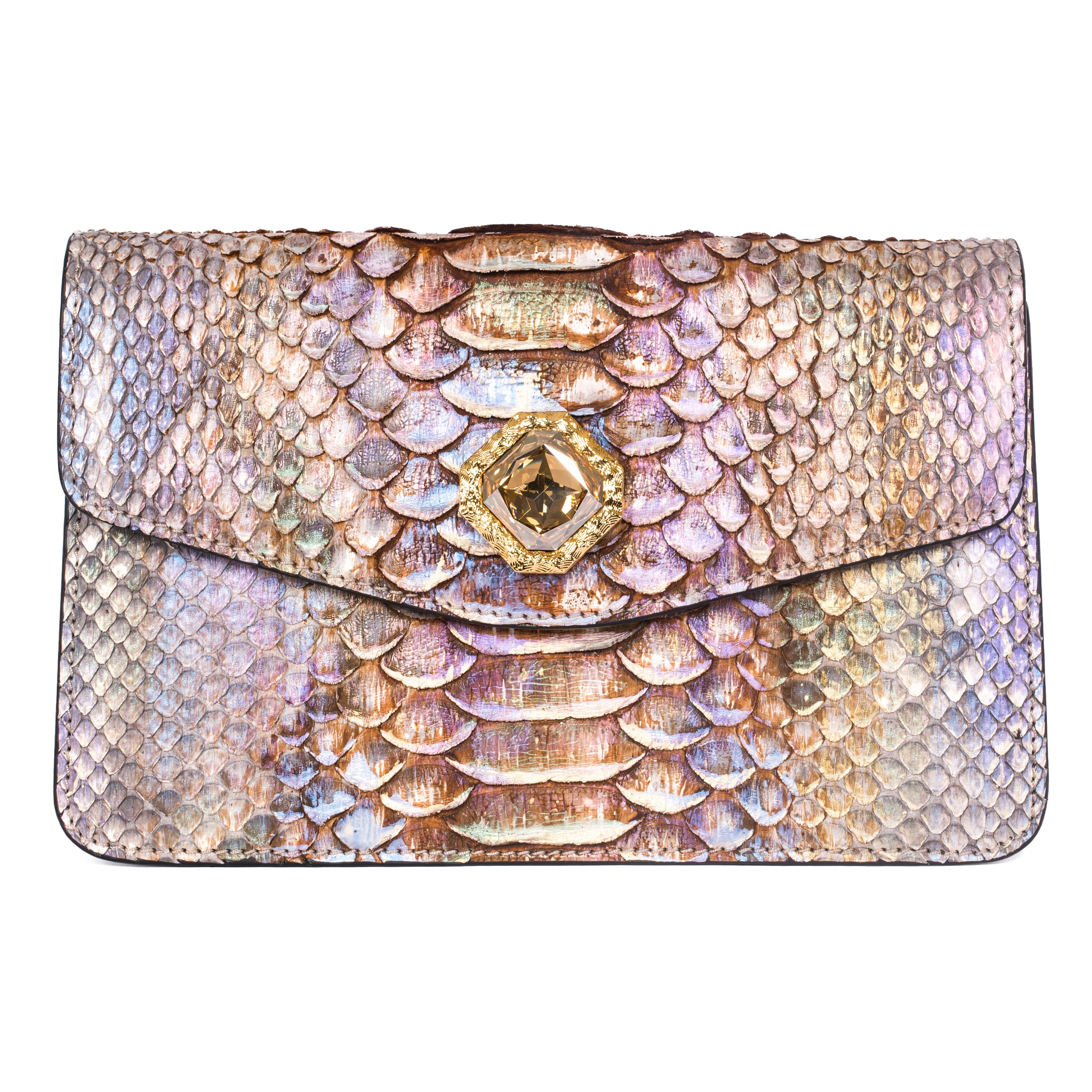 Iridescent Python Clutch With Custom Swarovski Stone by Allysa Payne Beverly Hills - product image 3 for Resin Society