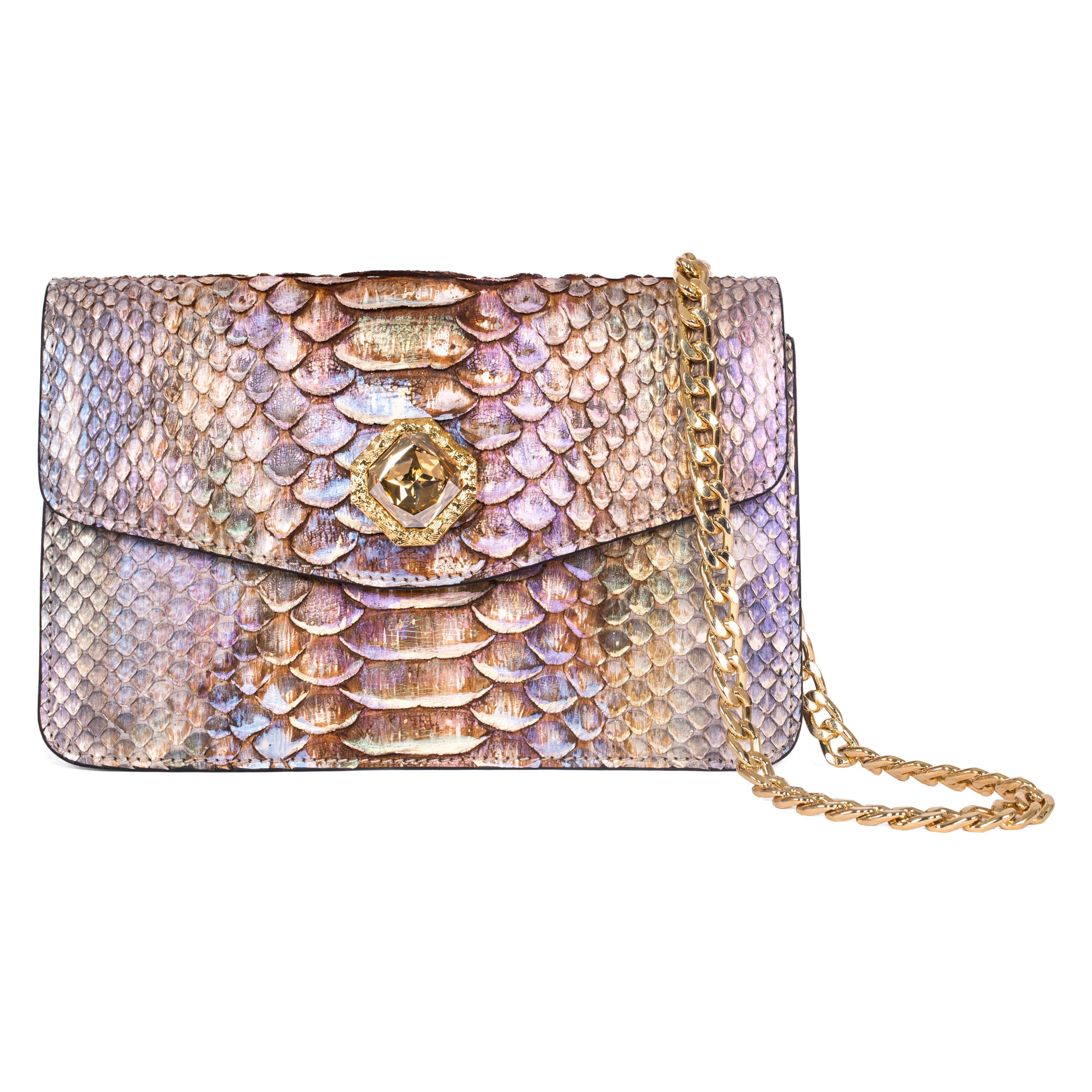 Iridescent Python Clutch With Custom Swarovski Stone by Allysa Payne Beverly Hills - product image 2 for Resin Society