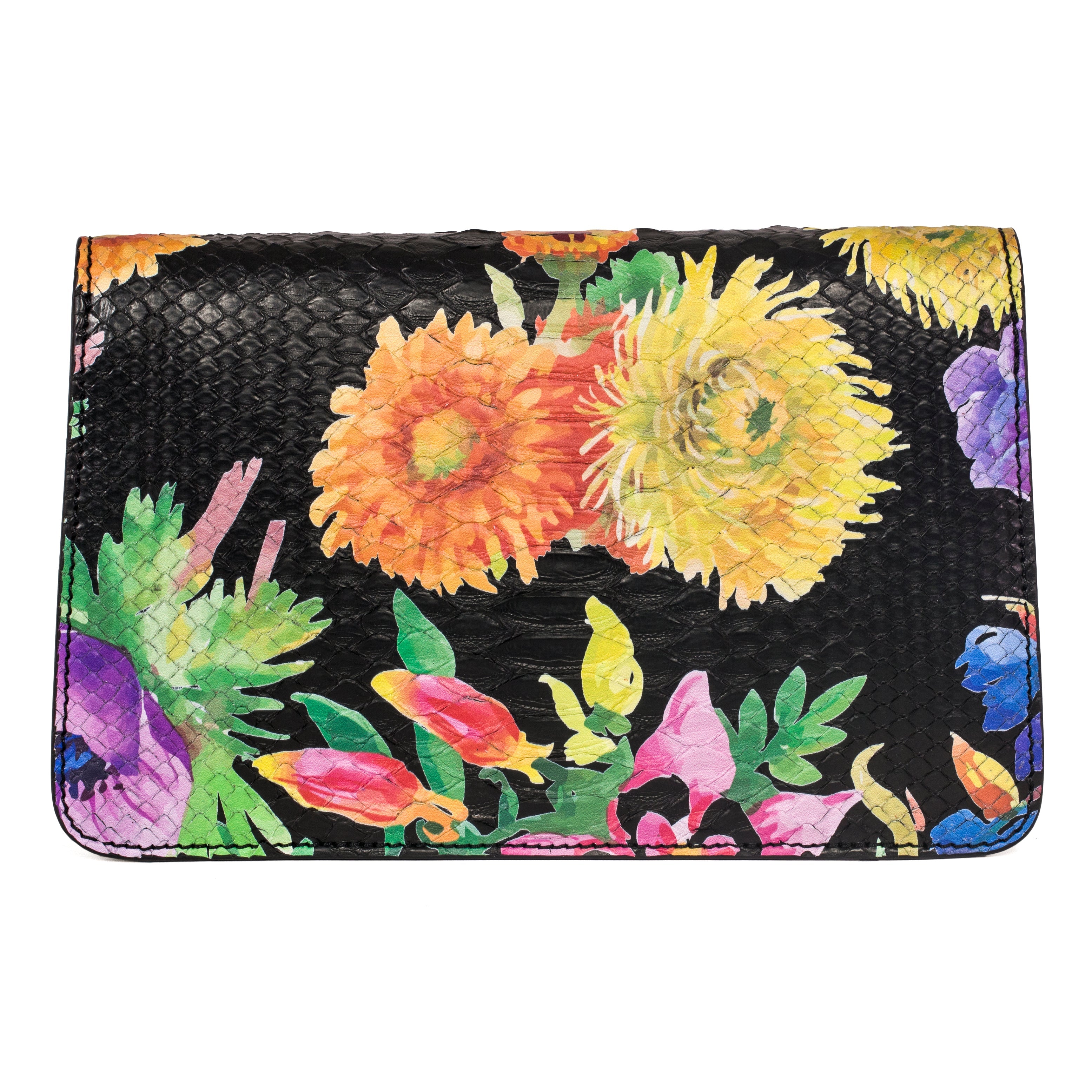 Custom Floral Black Python Clutch With Custom Swarovski Stone by Allysa Payne Beverly Hills - product image 4 for Resin Society