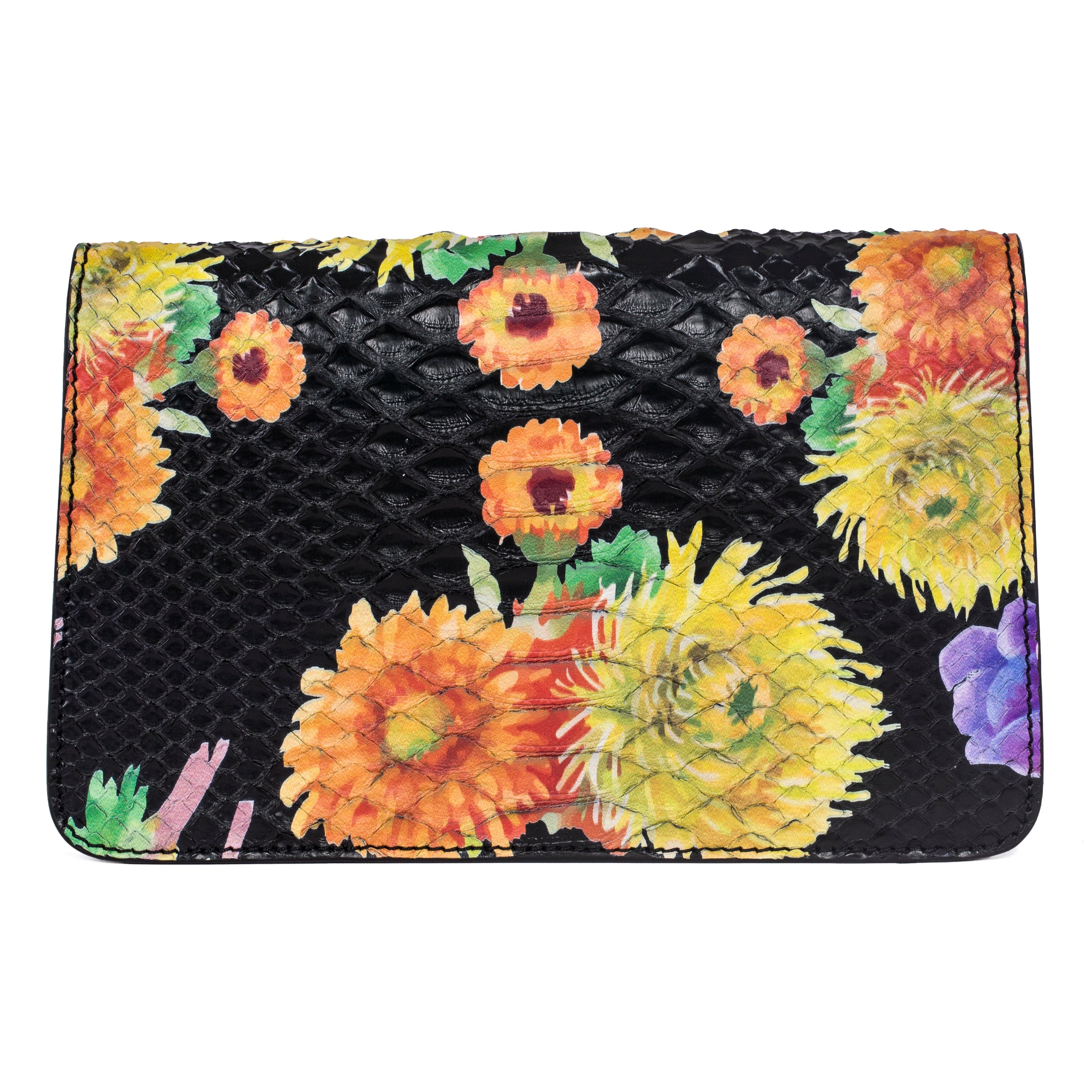 Custom Floral Black Python Clutch With Custom Swarovski Stone by Allysa Payne Beverly Hills - product image 4 for Resin Society