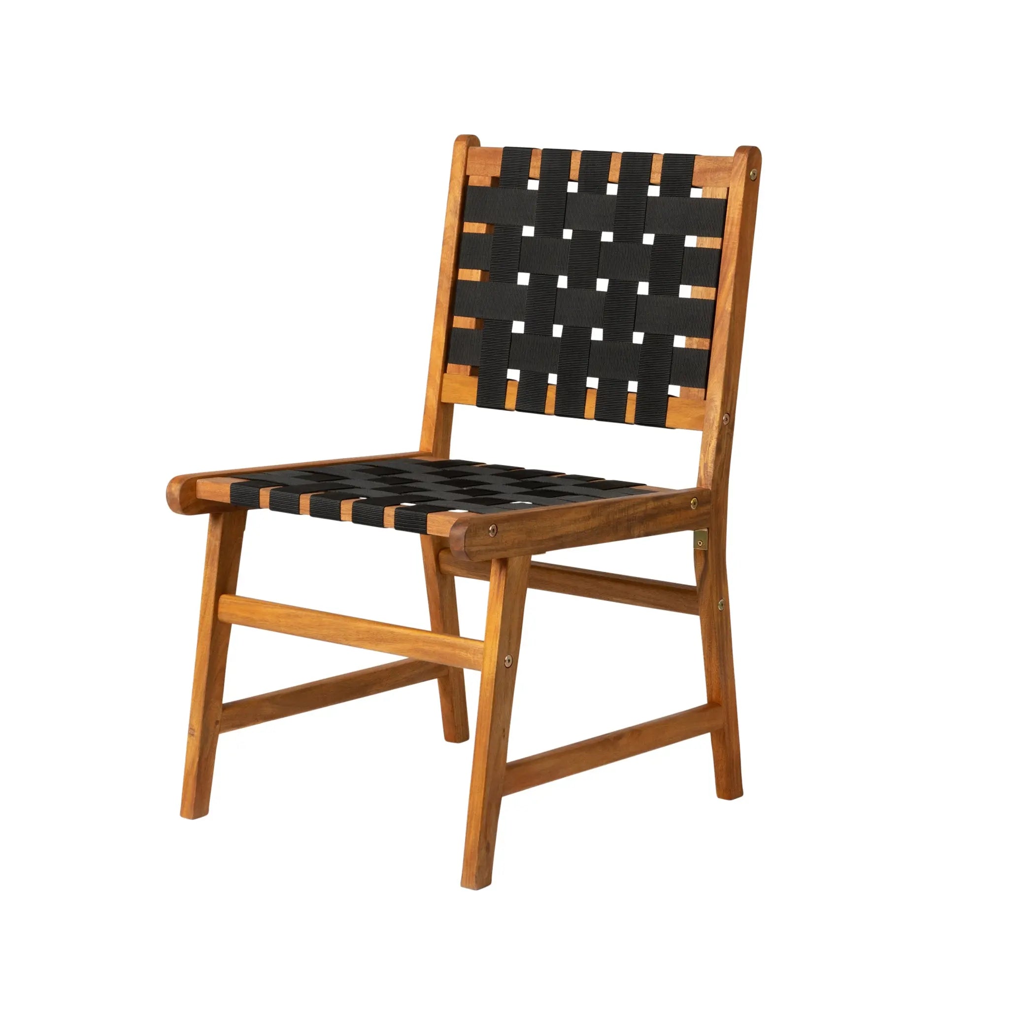 Sava Indoor Outdoor Armless Dining Side Chair in Black Webbing