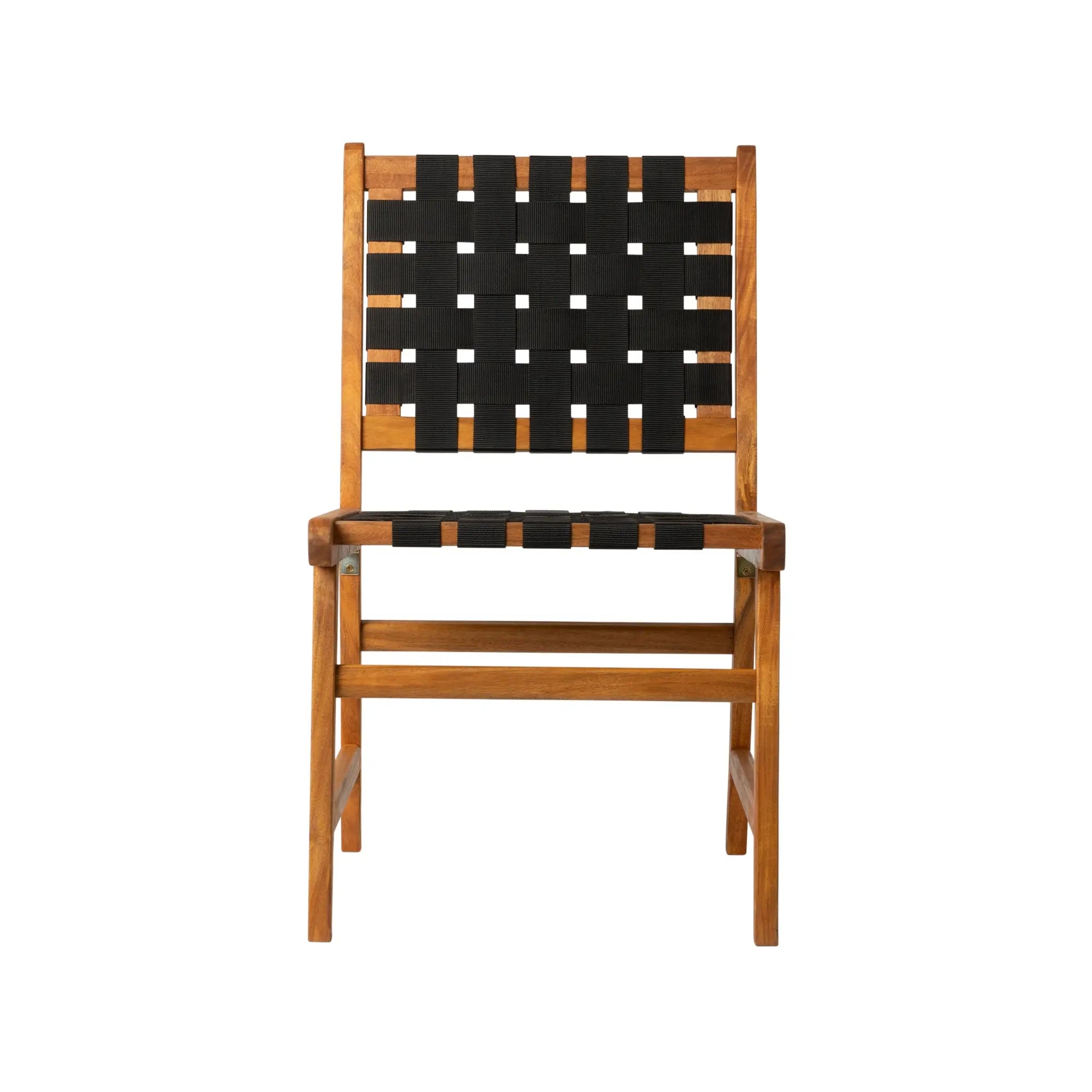 Sava Indoor Outdoor Armless Dining Side Chair in Black Webbing