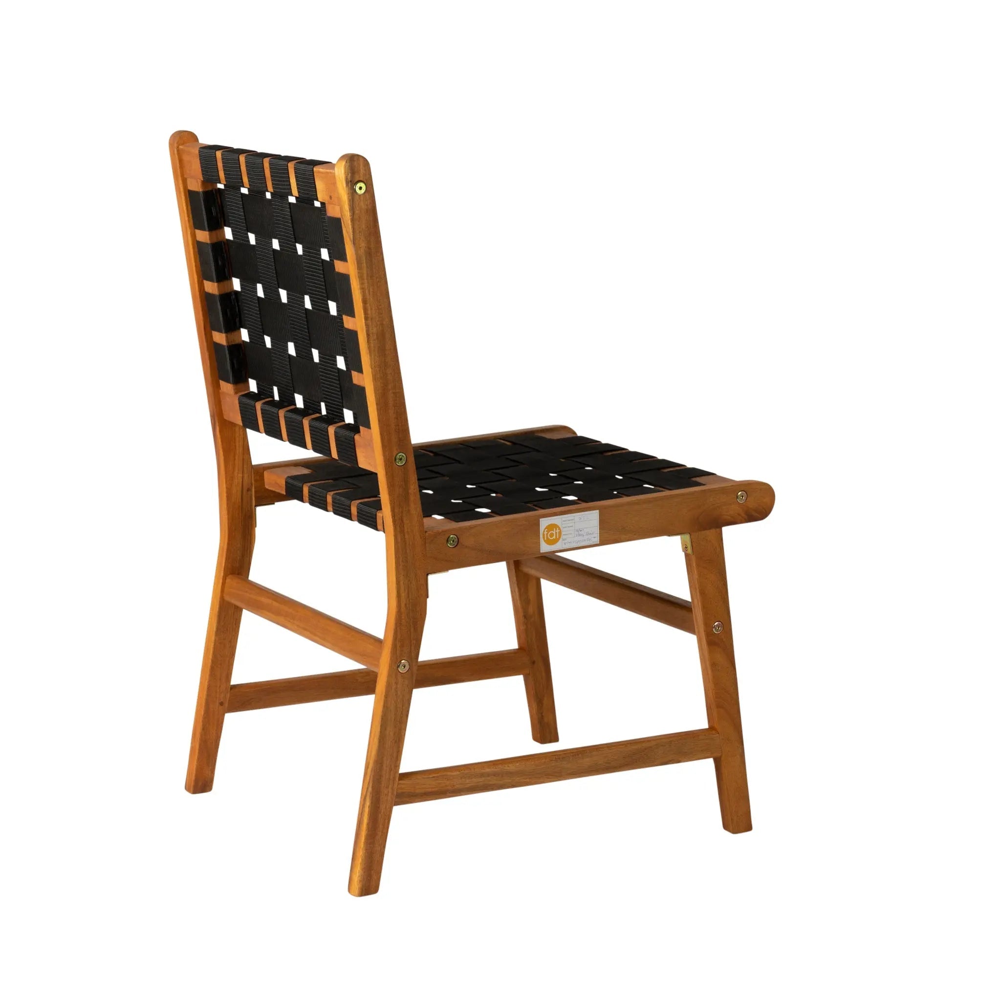 Sava Indoor Outdoor Armless Dining Side Chair in Black Webbing