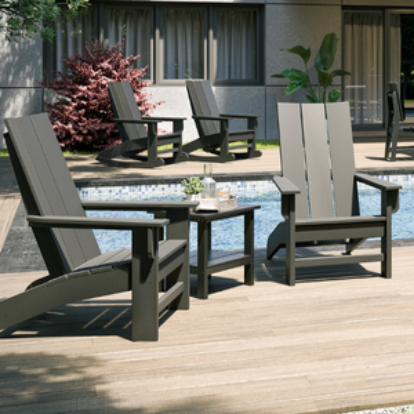 SoPoly Savannah Adirondack Chair in outdoor setting showing classic design and wide arms