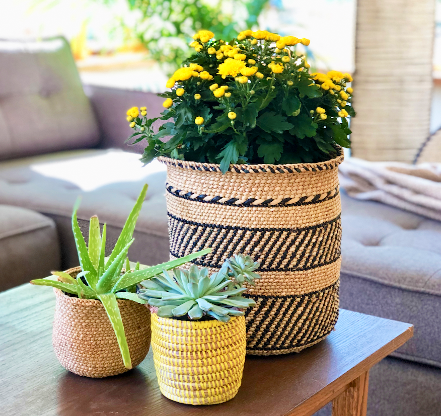 Natural African Iringa woven basket with Black Stripe by Mbare Ltd - product image 3 for Resin Society