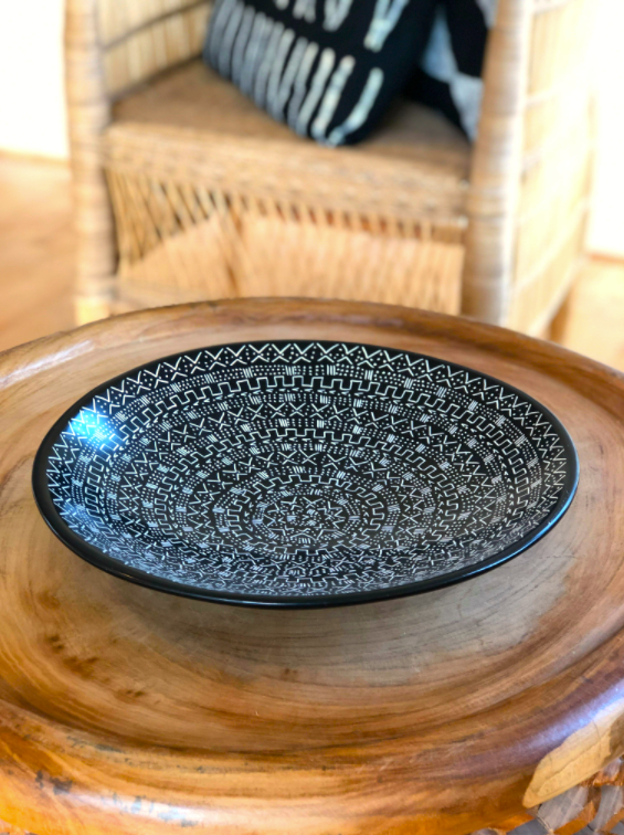 Mud Cloth Black Platter - 12" by Mbare Ltd - product image 2 for Resin Society