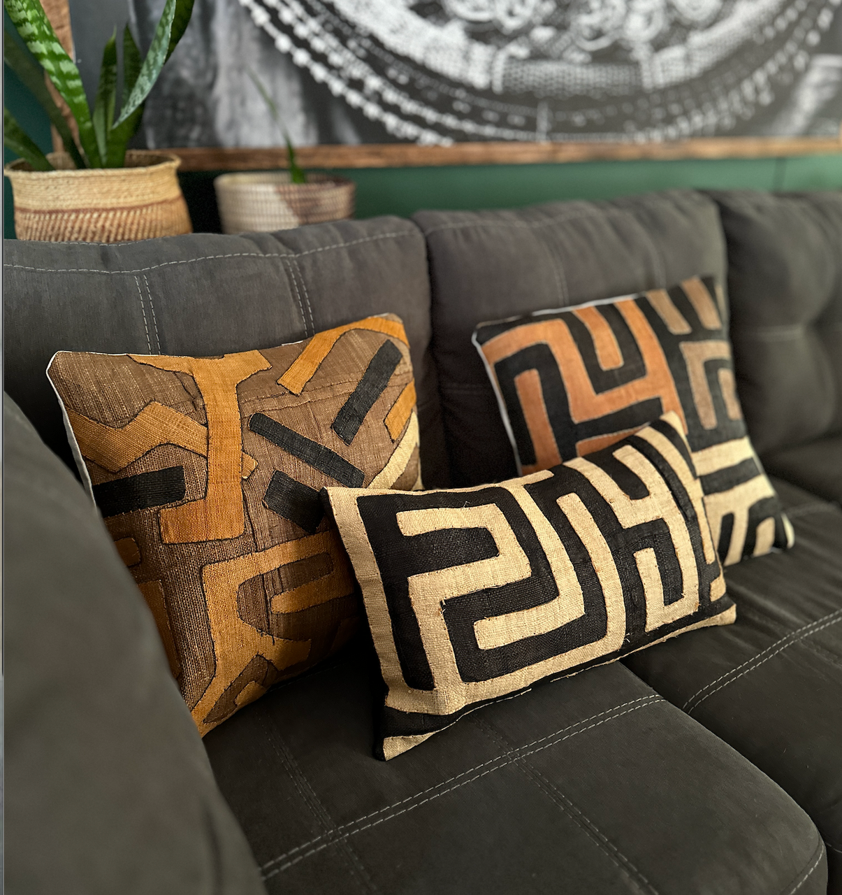 Kuba Cloth Pillow Cover - Rectangular by Mbare Ltd - product image 2 for Resin Society