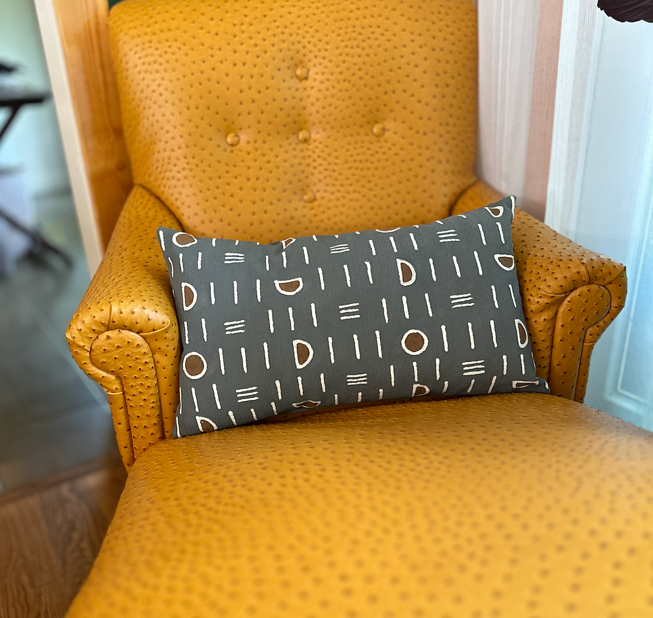Dark Gray Mudcloth Lumbar Pillow Cover by Mbare Ltd - product image 3 for Resin Society