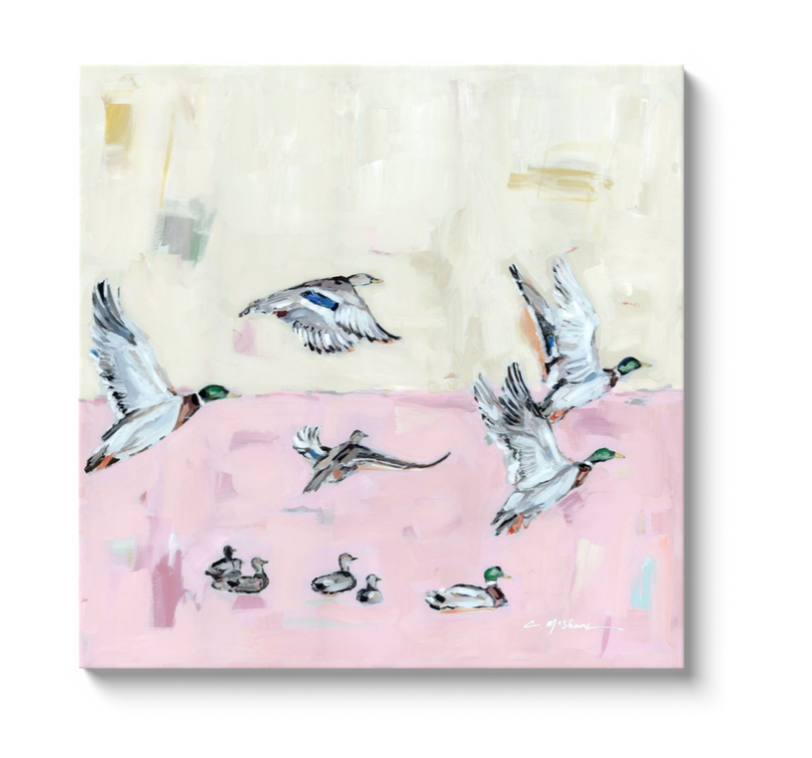 "Taking Off" pinks on canvas by Chelsea McShane Art - main product image for Resin Society