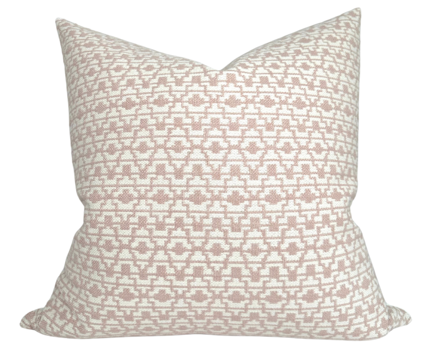 Byron Pillow Cover in Petal with woven pink fabric front and ivory linen back