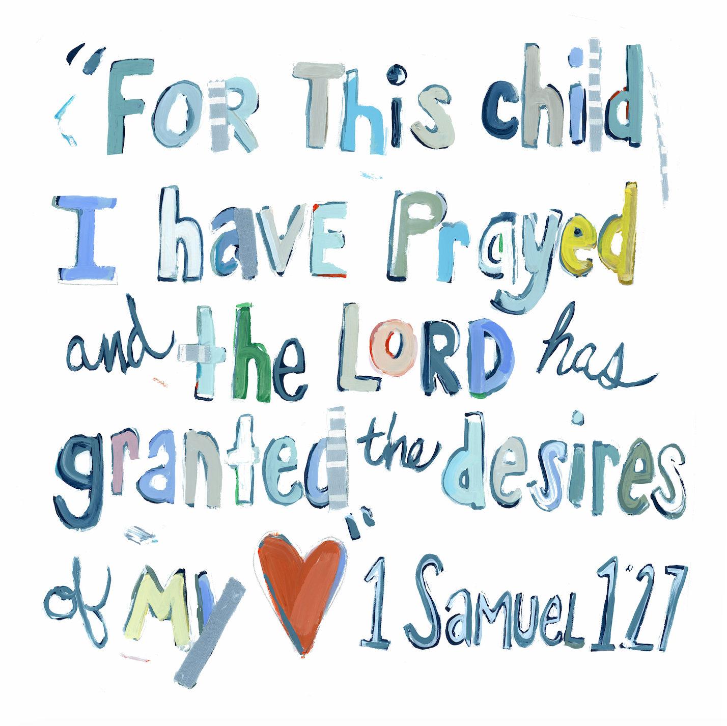 1st Samuel 1:27 Fine Art Print showing abstract composition with soft pink and blue tones