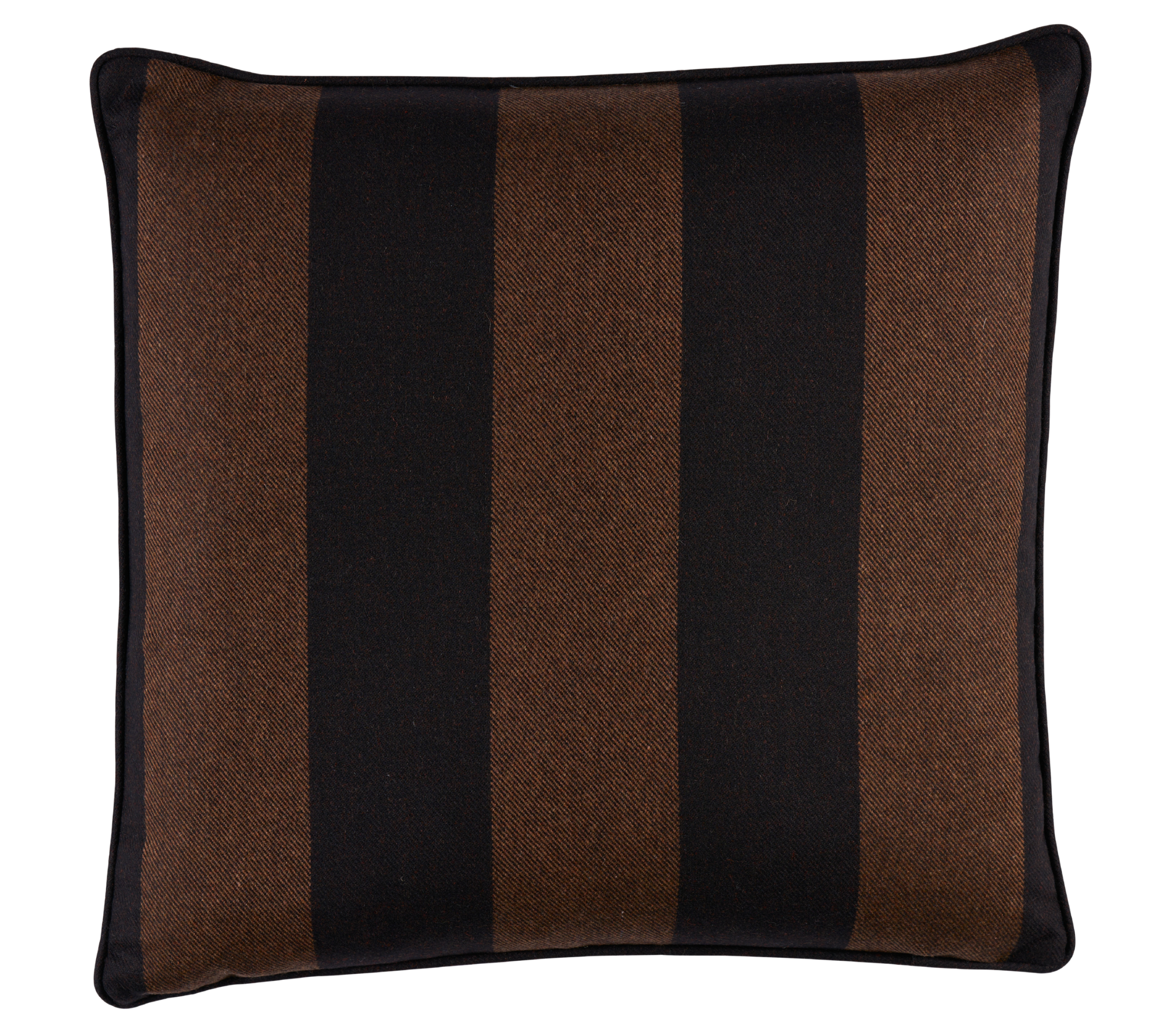 Hemlock woven pillow cover in Java brown with visible stripe pattern and natural linen back option