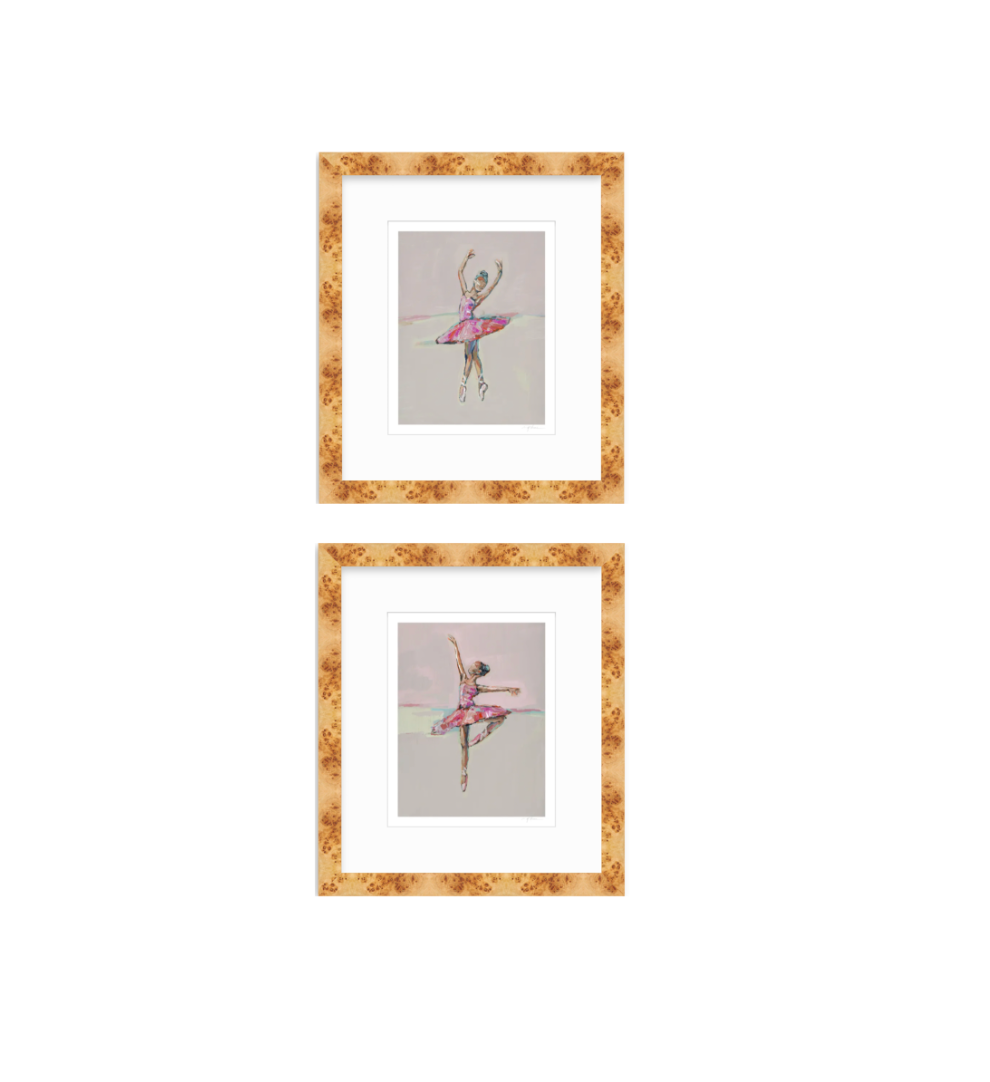 Fine art print of ballerinas in dance poses with soft neutral background