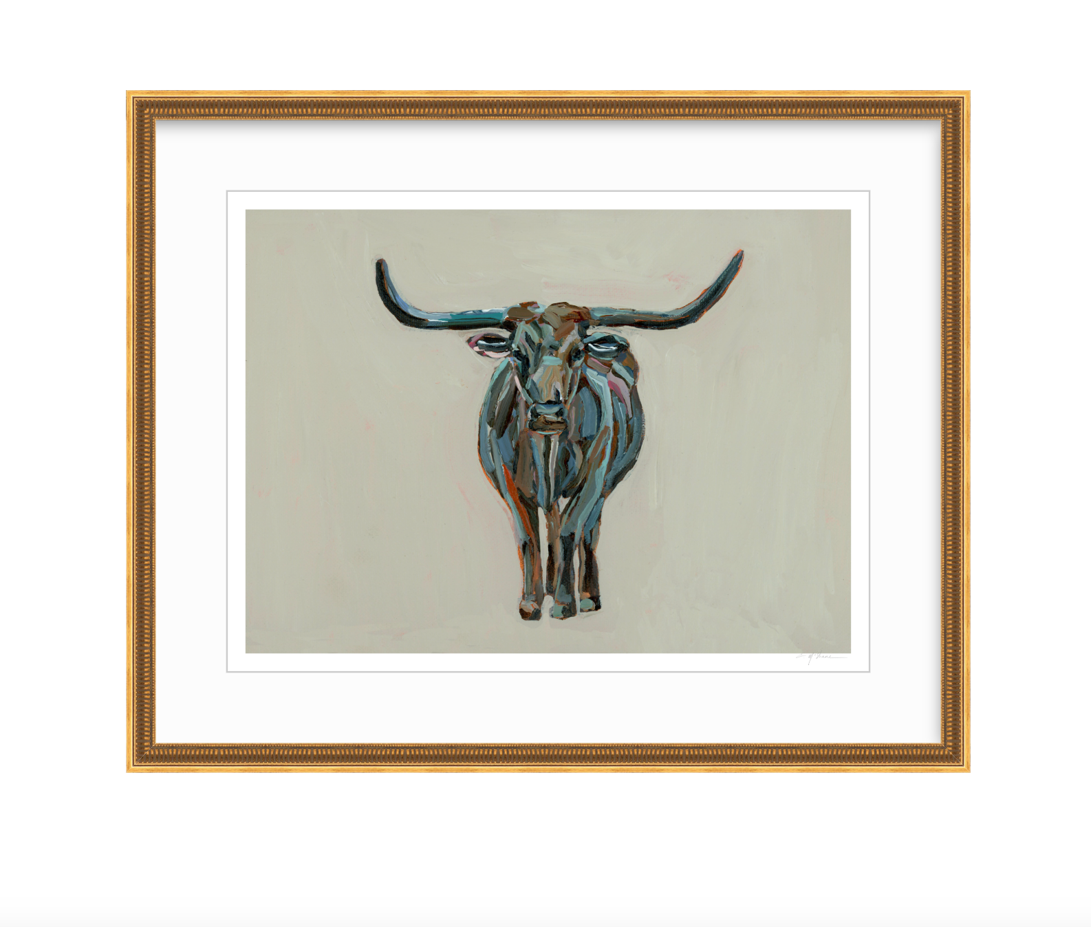 True Grit Longhorn Fine Art Print by Chelsea McShane featuring Texas Longhorn silhouette