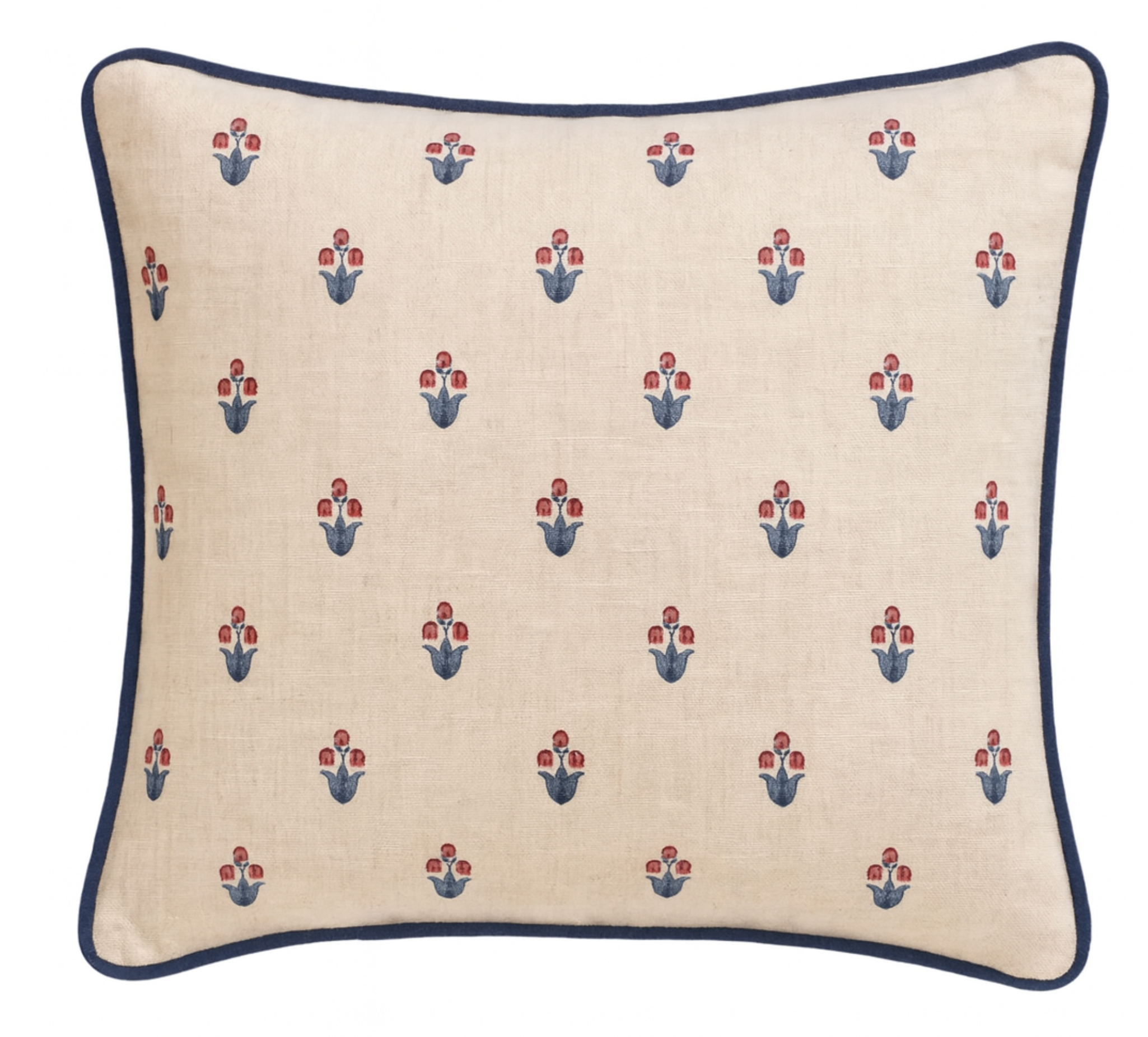 Moira Floral Pillow Cover in Red + Blue, Schumacher Textiles by DEKOWE