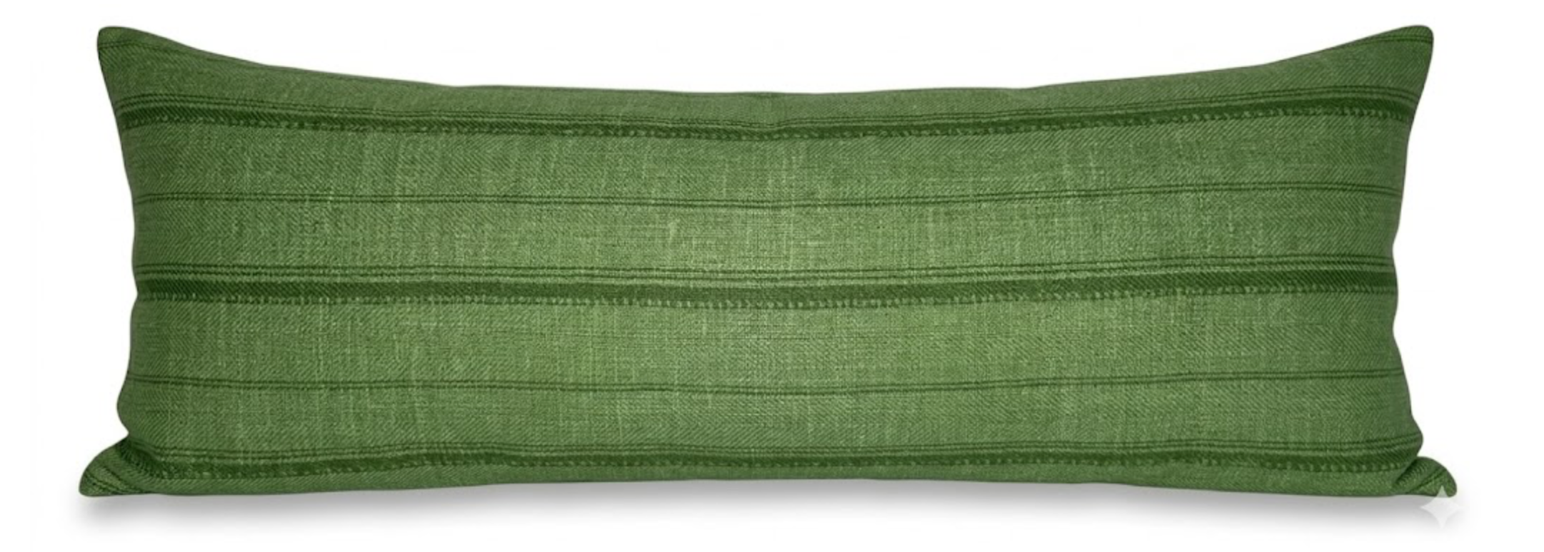 Malabar Pillow Cover in green with printed fabric front and ivory linen back