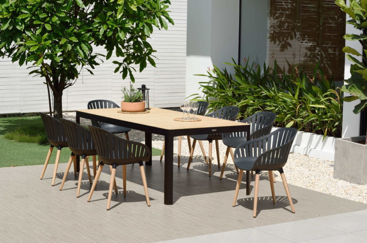 Portals Dark 9 Piece Carver Rectangular Dining Set by LifestyleGarden US - main product image for Resin Society