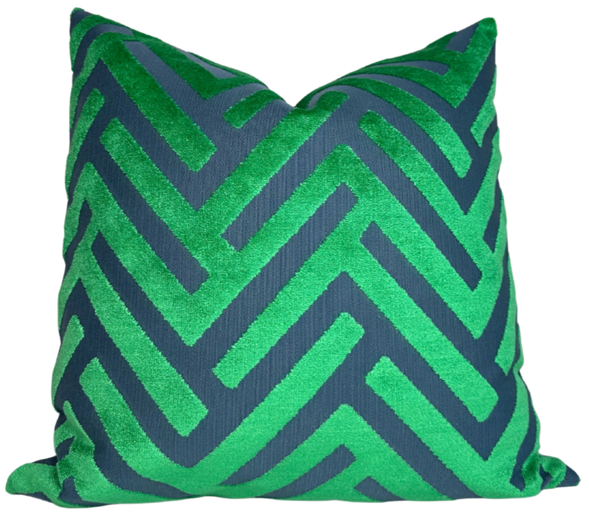 Emerald Green Cut Velvet Pillow Cover displayed on cushion