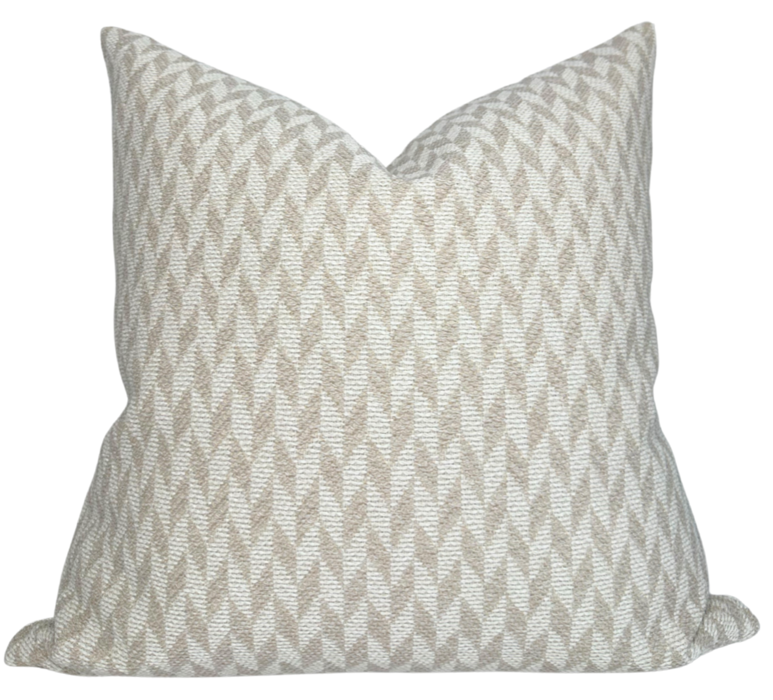 Tupai Woven Pillow Cover in tan brown woven fabric with ivory back