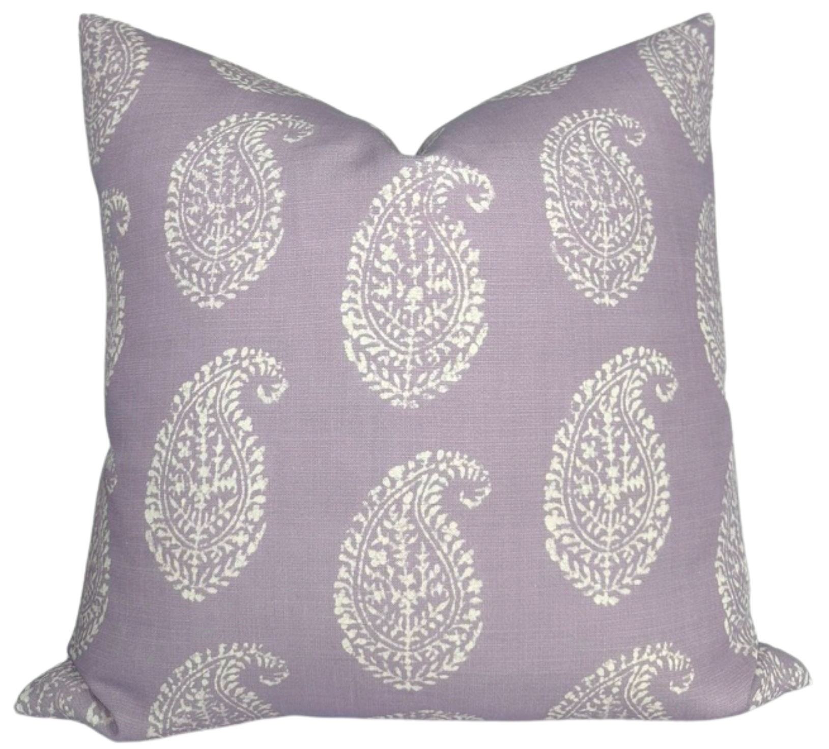 Kashmir Paisley Pillow Cover in Lilac Purple with ivory linen back