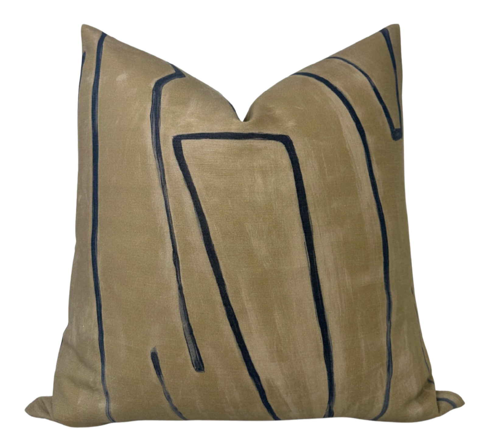 Graffito Pillow Cover in Java featuring abstract pattern with ivory linen back