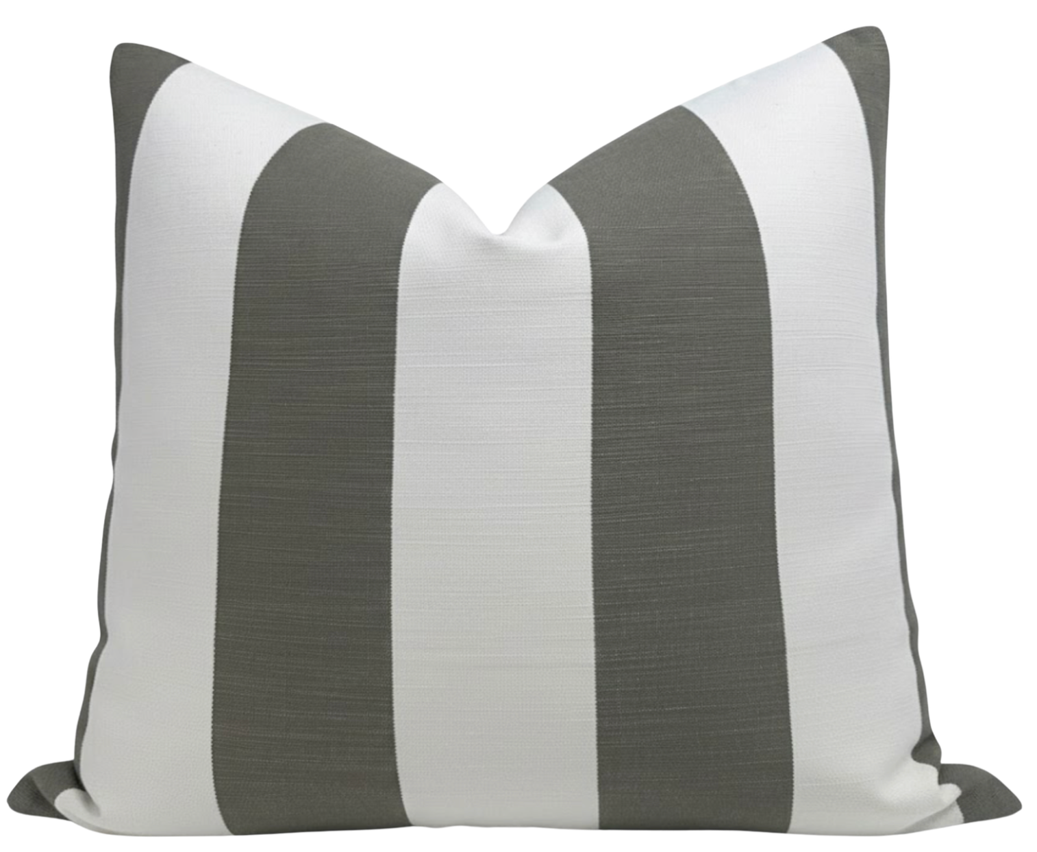 Go To Stripe Pillow Cover showing olive striped front fabric and ivory outdoor fabric back