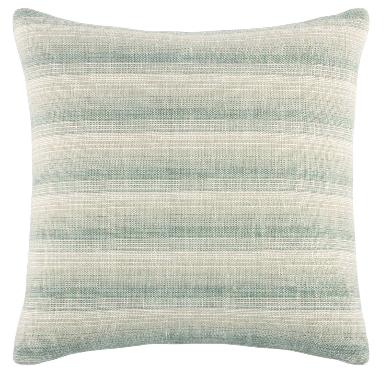 Horizon Pillow Cover in lichen woven fabric with ivory linen back