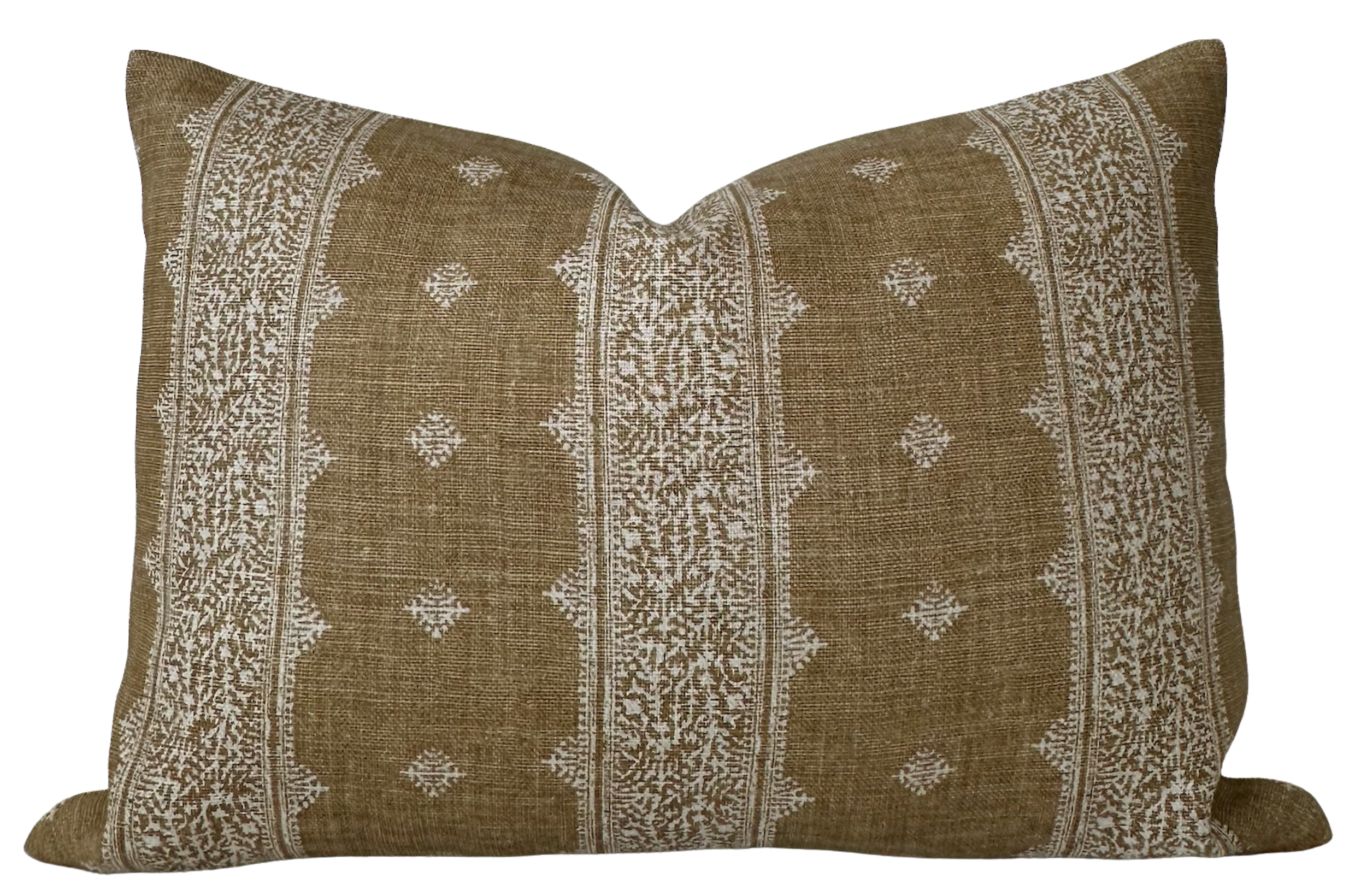 Fez Pillow Cover in Bronze, Front view showing bronze linen fabric texture