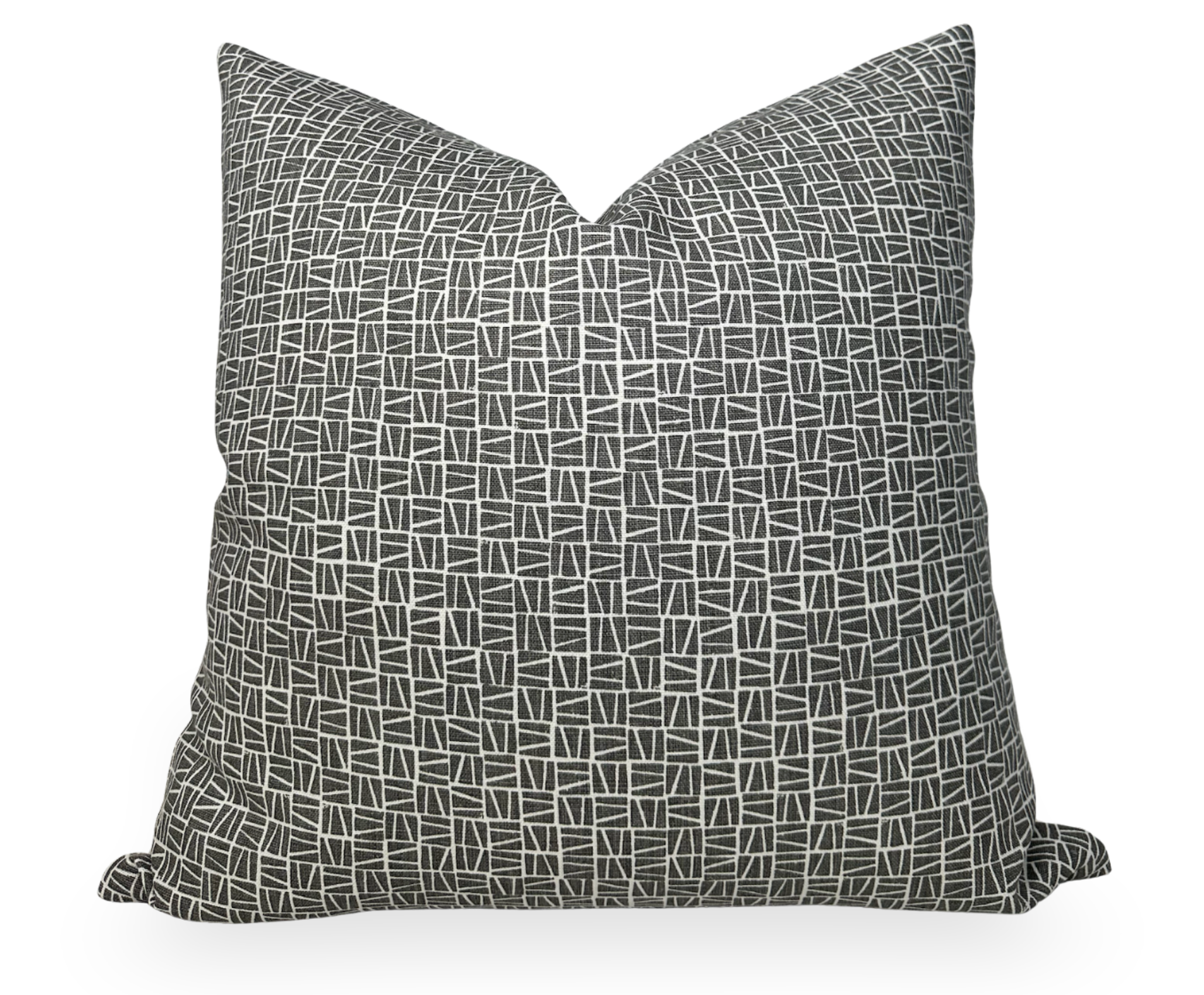 Camber Pillow Cover in charcoal with ivory back, featuring a textured linen weave and invisible zipper