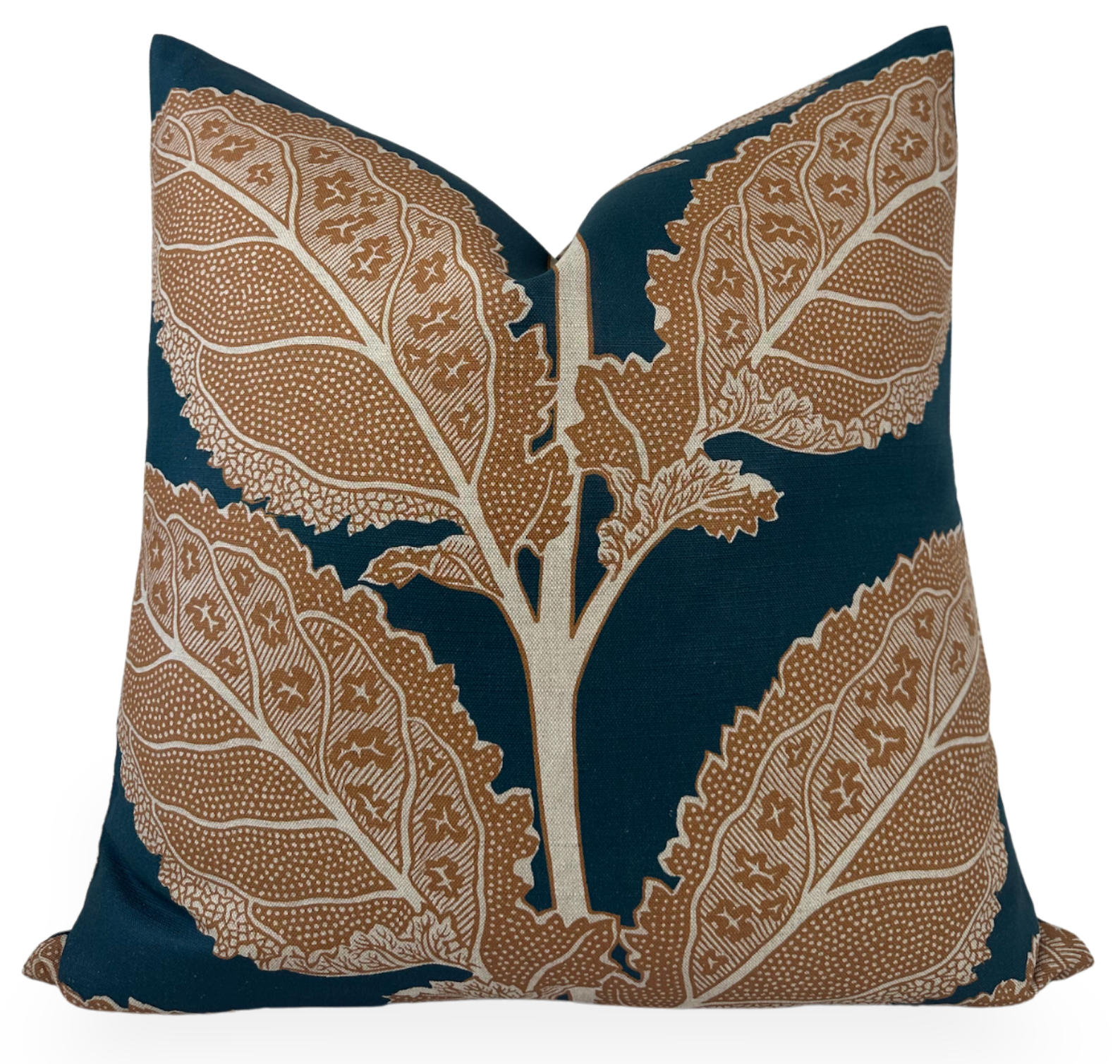 Lacinato pillow cover in ochre and mineral shades with ivory linen backing