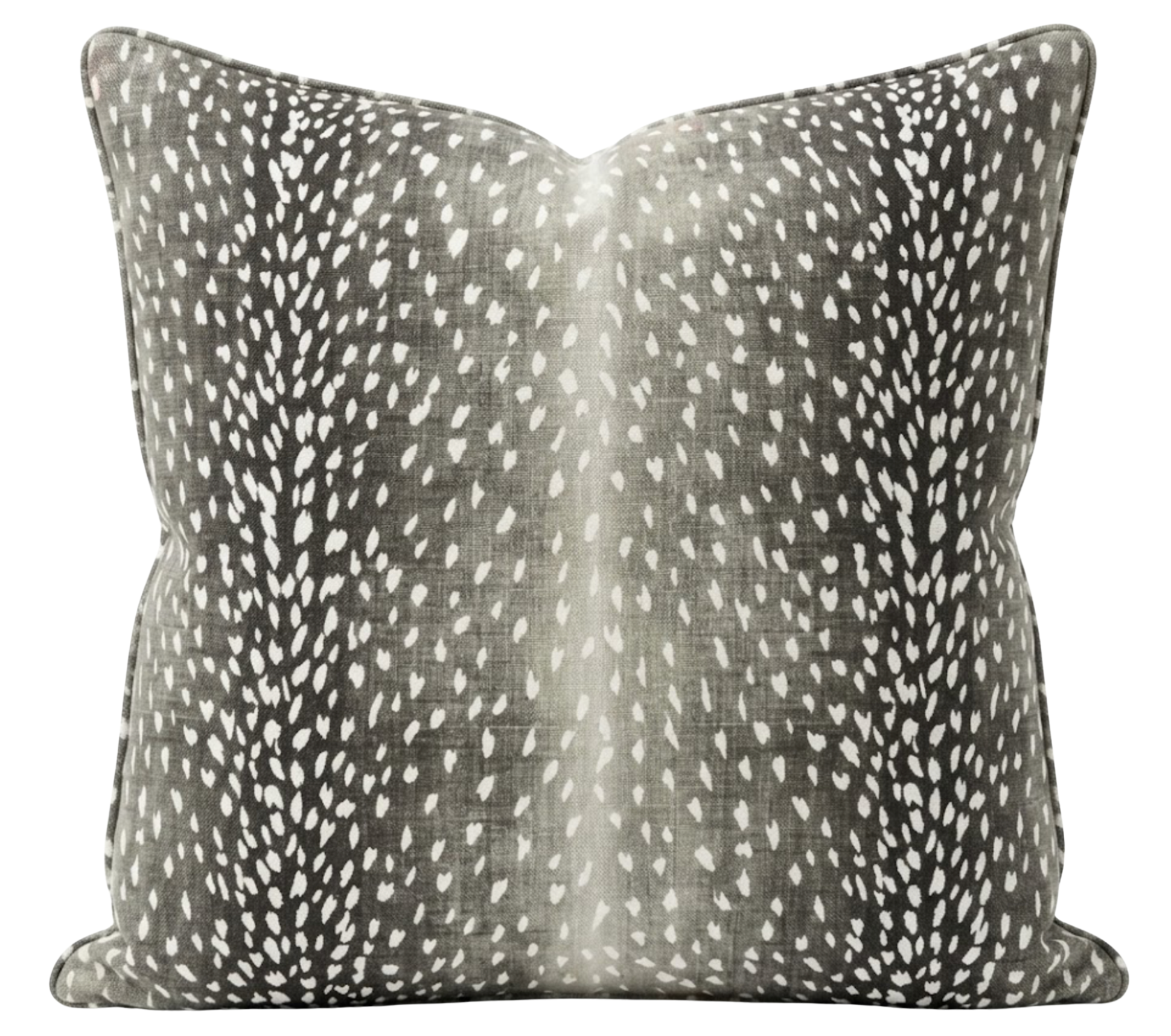 Antelope Pillow Cover in Charcoal showing front printed fabric and ivory linen backing